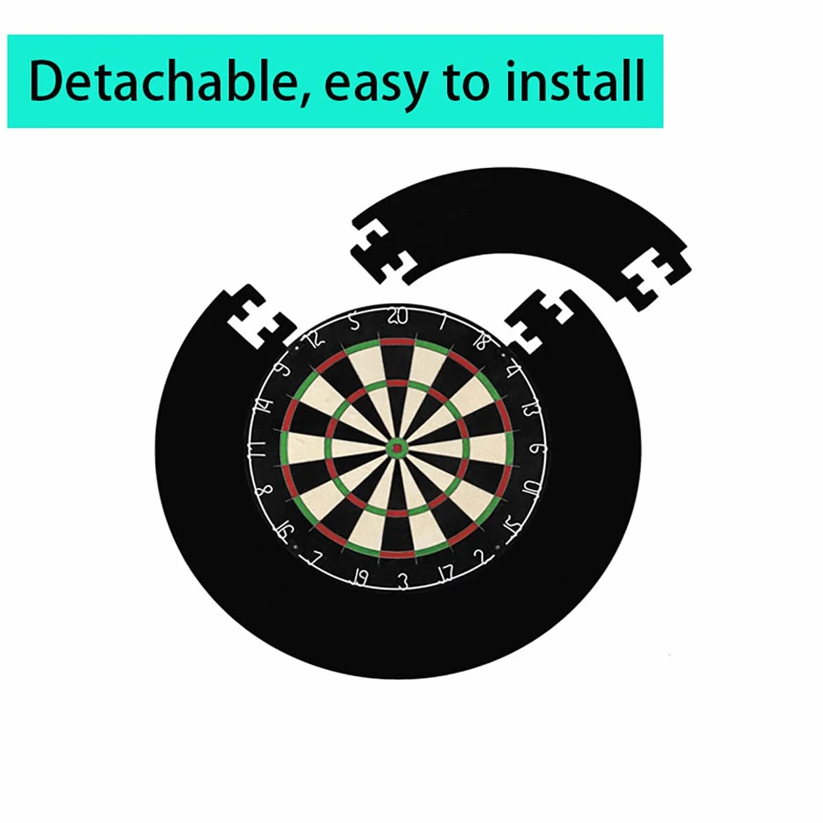 Dart Catchring Surround, osłona do tarczy do gry w darta, pierścień otaczający, osłona tylnej płyty do darta, składa się z 5 części, do ochrony ściany Backboard Protection (czarny)