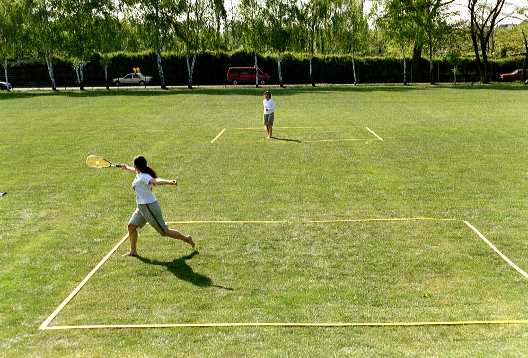 Speedminton® Easy Court Pro – oryginalne pole do gry w badmintona, crossmintona, tenisa piłkarskiego, piłki plażowej, w zestawie z torbą