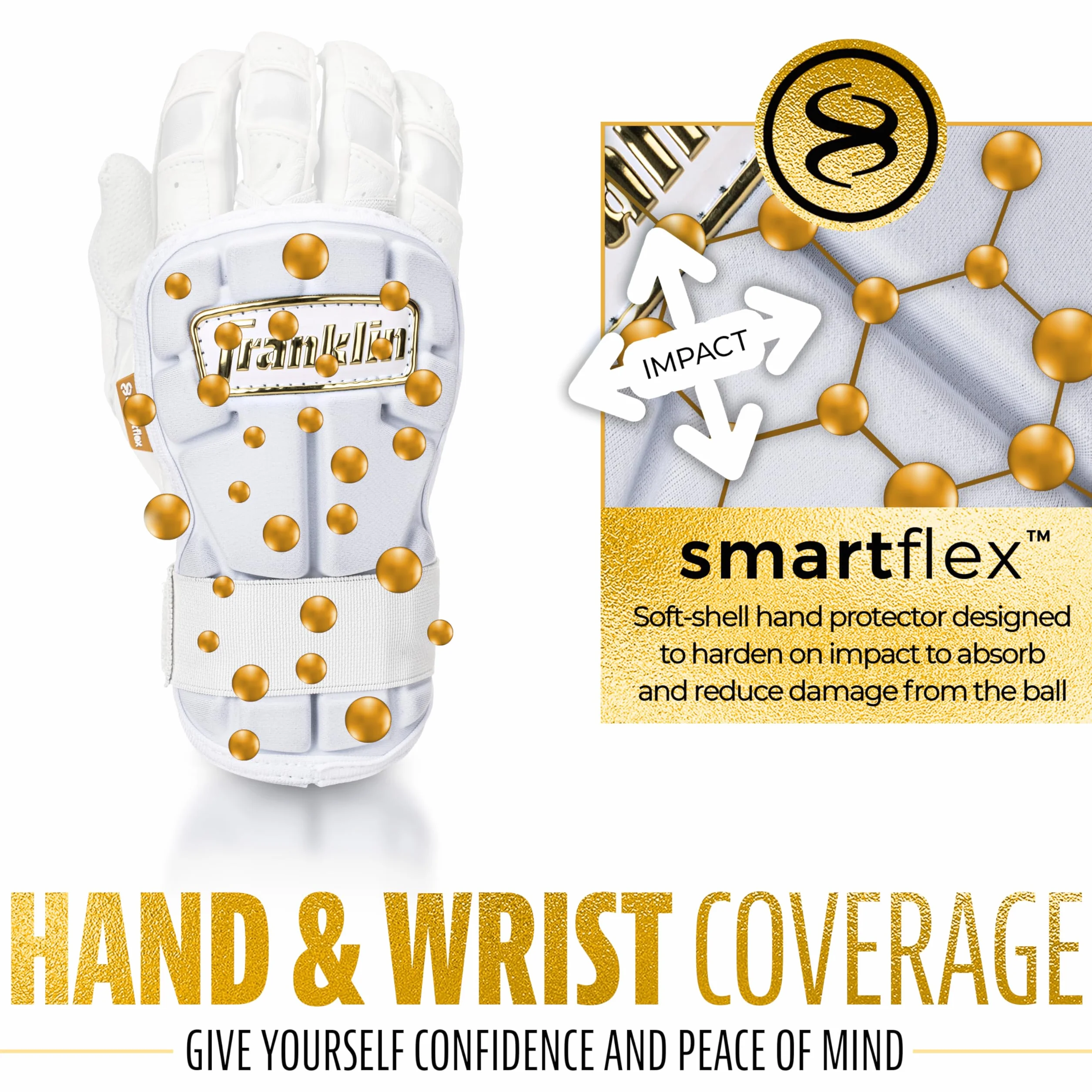 Franklin Sports Osłona dłoni i nadgarstka do baseballu - PRT LG Series ochraniacz dla dorosłych do mrugnięcia - osłona ochronna dla osób uderzających prawą i lewą ręką - jeden rozmiar - dla dorosłych