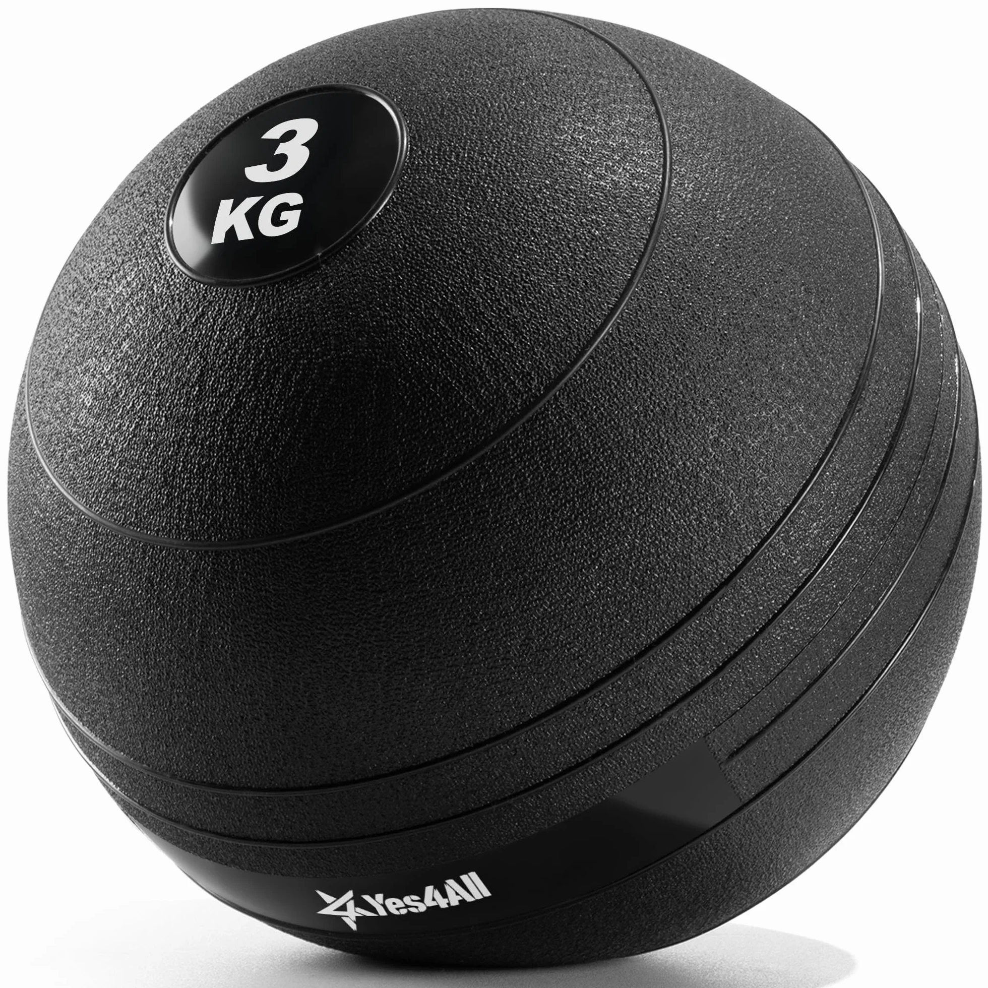 Yes4All DSRD Slam Balls 3 kg, czarna, piłka medyczna wypełniona piaskiem, bez odbijania, odpowiednia do treningu i treningu siłowego