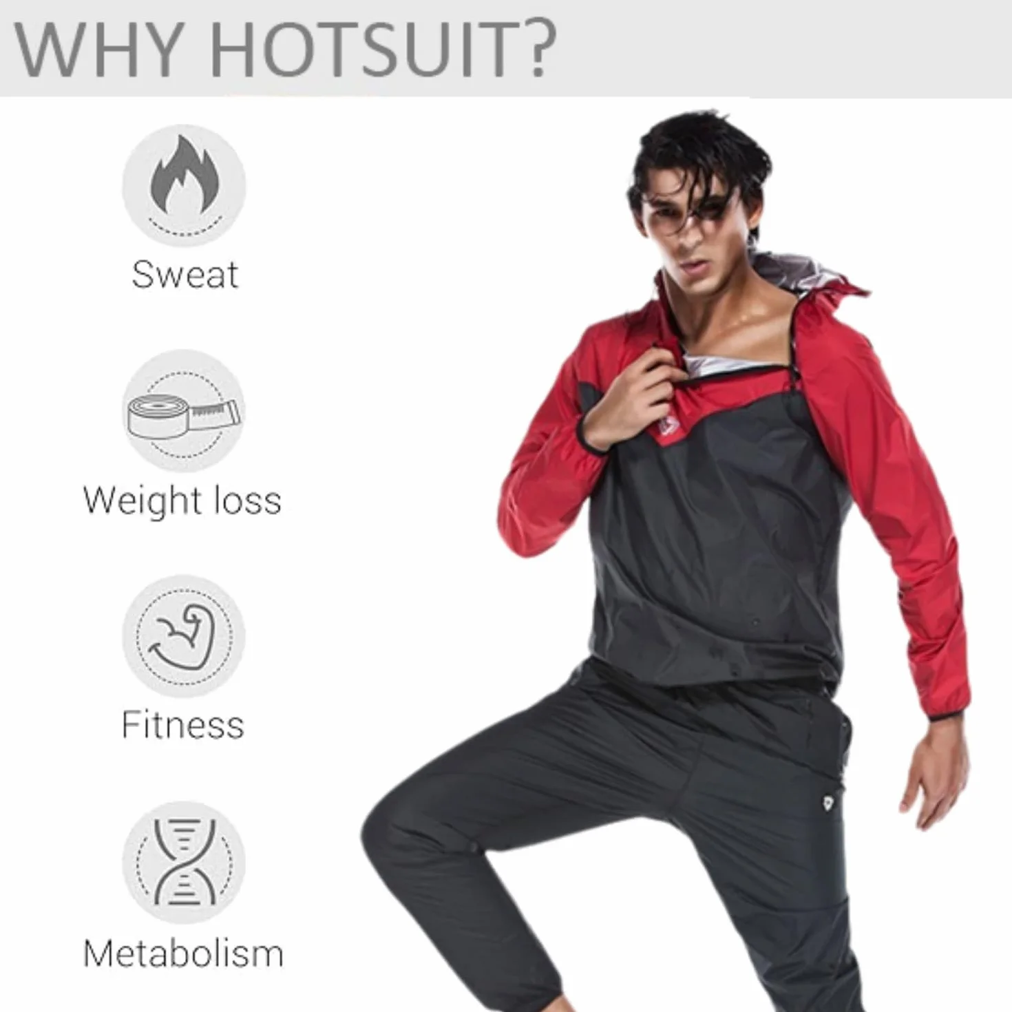 Sauna Jacket Sweat Hoodie for Men Weight Loss Sauna Suits Long Sleeve Shirt Workout Exercise Gym Boxing
