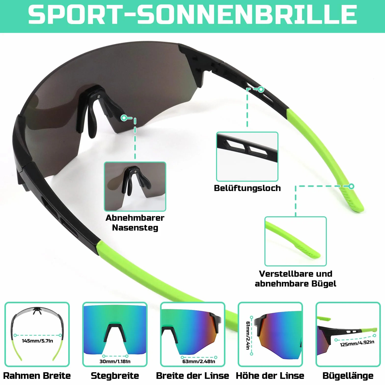 Szybkie okulary, zielone, męskie i damskie, ochrona UV400, wiatroszczelne i odporne na zaparowanie, okulary rowerowe do jazdy na rowerze MTB, rower wyścigowy, narty, bieganie, wędkowanie