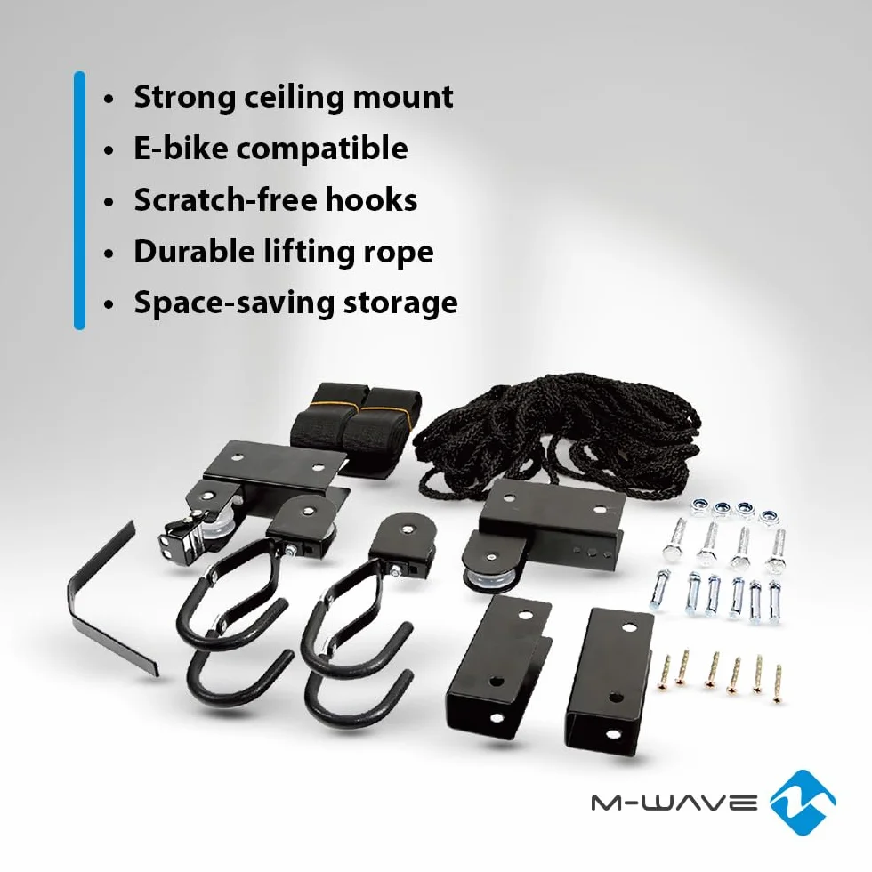 M-Wave Uniseks Bike Lift Strong 430098 Uchwyt Rowerowy, Czarny, do 57 kg
