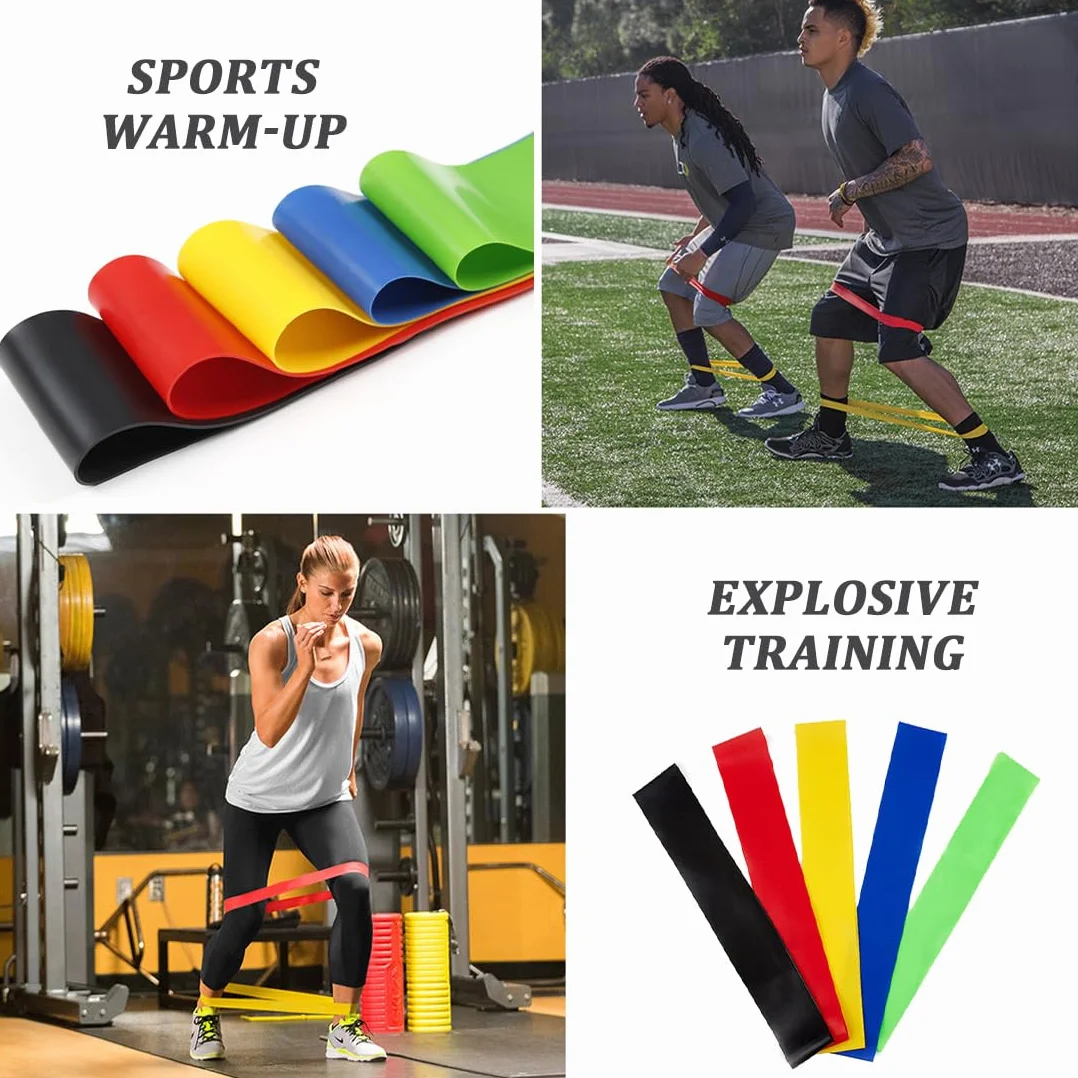 gumki fitness (zestaw 5)elastyczny żel krzemionkowy fitness do wzmocnienia nóg bioder i ramion do pilates i jogi - z 5 poziomami wytrzymałości