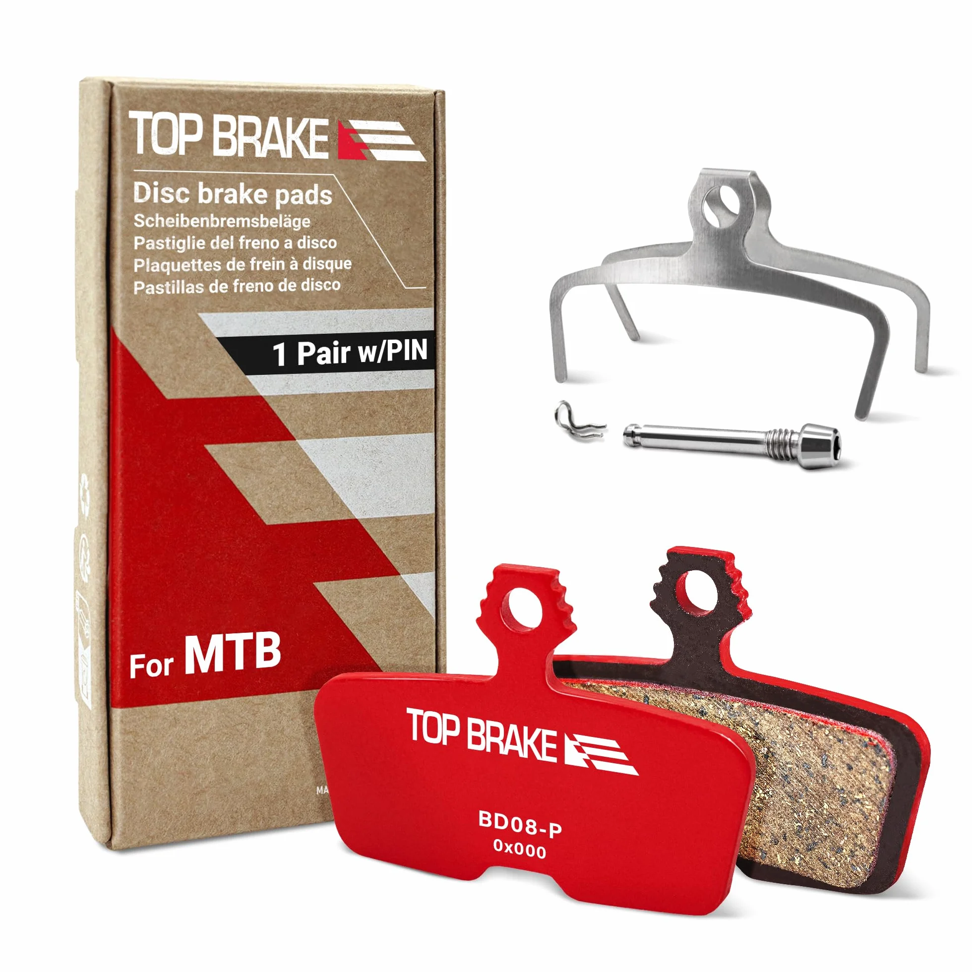 Top Brake Klocki hamulcowe tarczowe do roweru górskiego AVID SRAM R/RE/RSC Jazda RE | MTB, Downhill, rower szlakowy | Kompozycja ceramiczna, wersja wydajności, czerwona (dołączony)