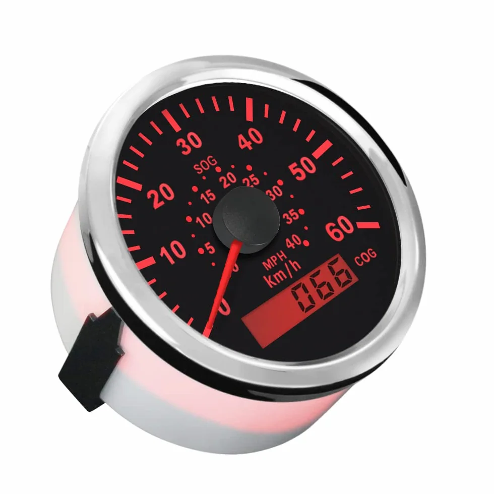 ELING 3-3/8 cala (85 mm) prędkościomierz GPS 60 km / H 40 MPH wskaźnik prędkości do statków jachtowych z podświetleniem (60 km / H BS)