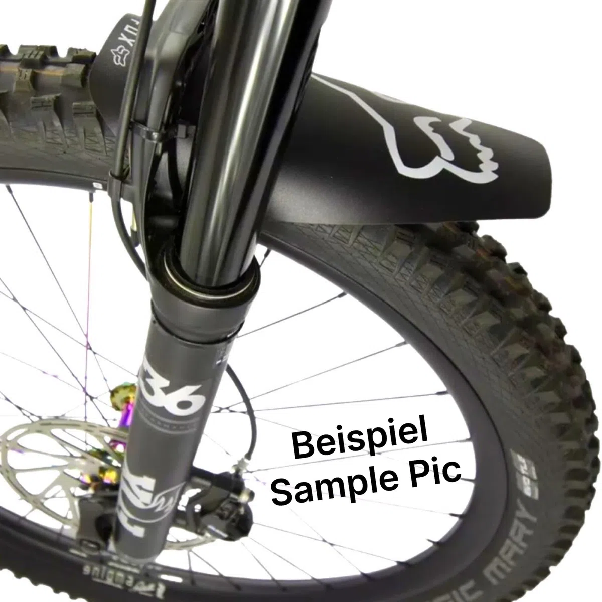 Mud Guard rower Racing MTB DH FR Ebike kompatybilny z widelcem Fox, ochrona przed pryskaniem, błotnik (Retro Camo/Logo biały)