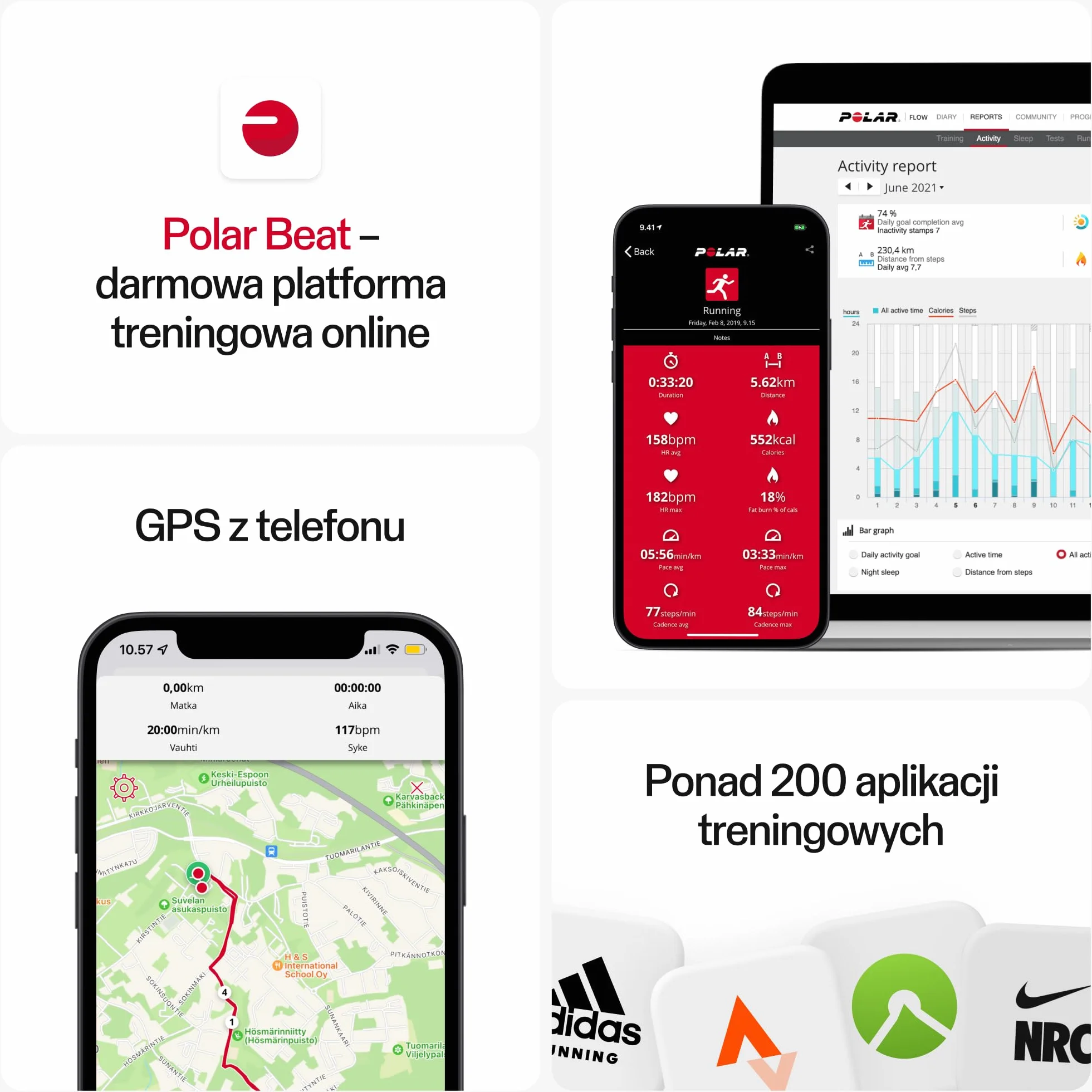 Polar H9 Czujnik Tętna ANT+ Bluetooth Wodoodporny Pulsometr z Miękkim Paskiem