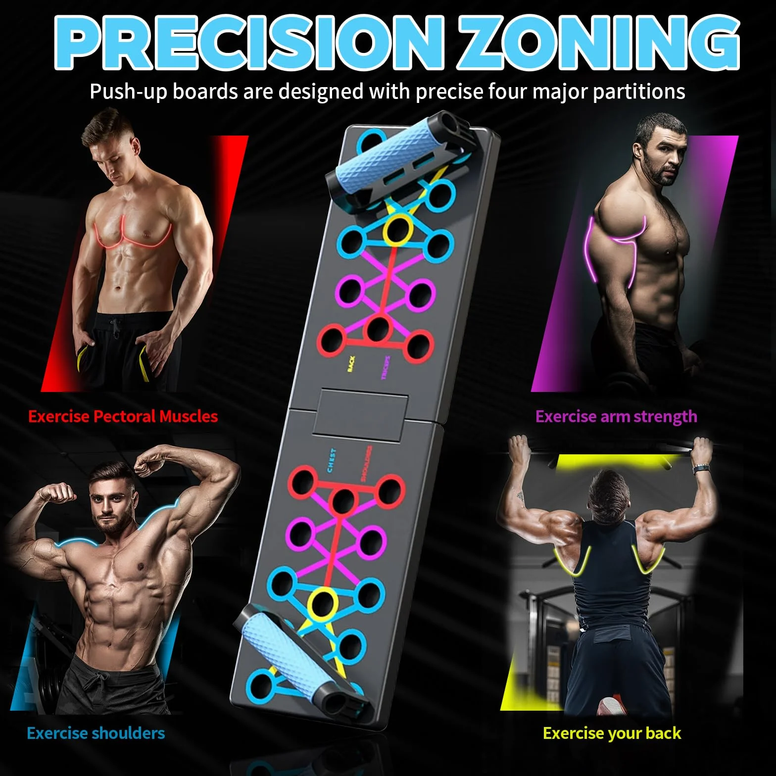 Deska do pompek Push Up Board Składana Przenośna Deska do pompek z antypoślizgowymi silikonowymi uchwytami Fitness Board z antypoślizgową podkładką, sprzęt fitness do domu budowa mięśni, deska fitness