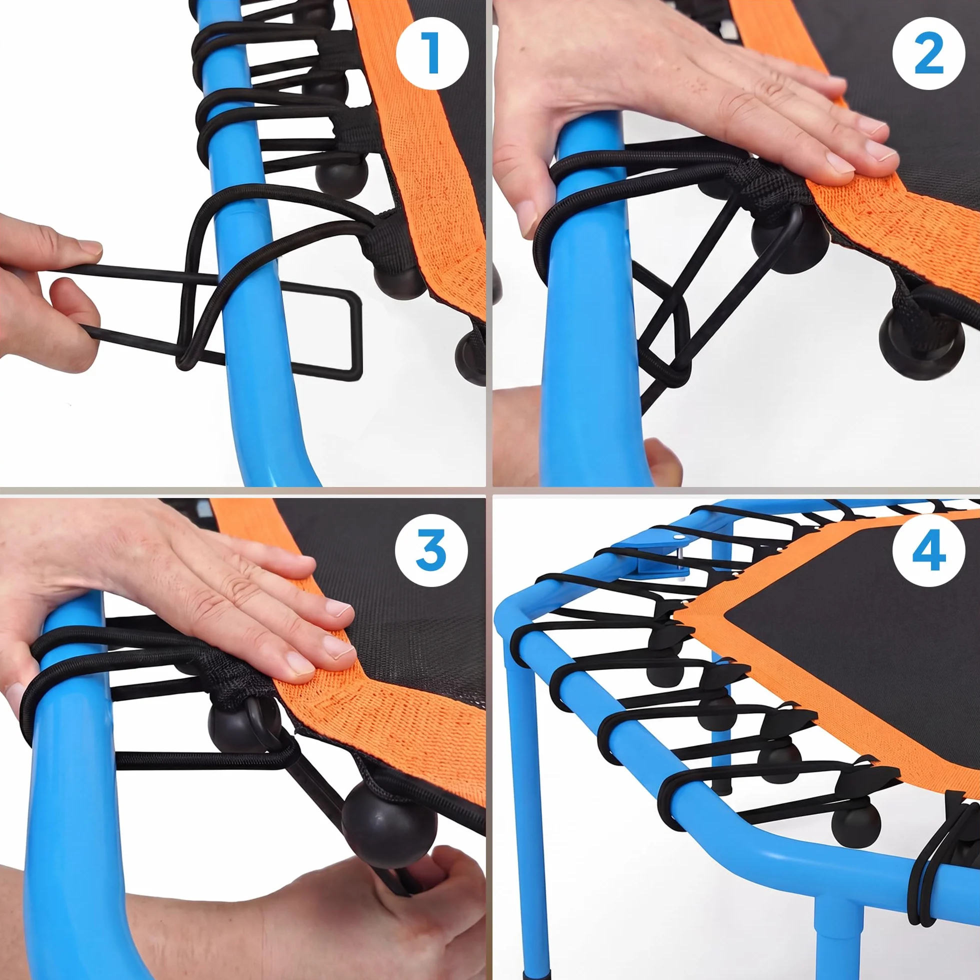 SPORTNOW Trampolina fitness, składana, Ø 128 cm, mini trampolina z 5-stopniową regulacją wysokości, cichą gumową linką, trampolina dla dorosłych, do użytku wewnątrz i na zewnątrz