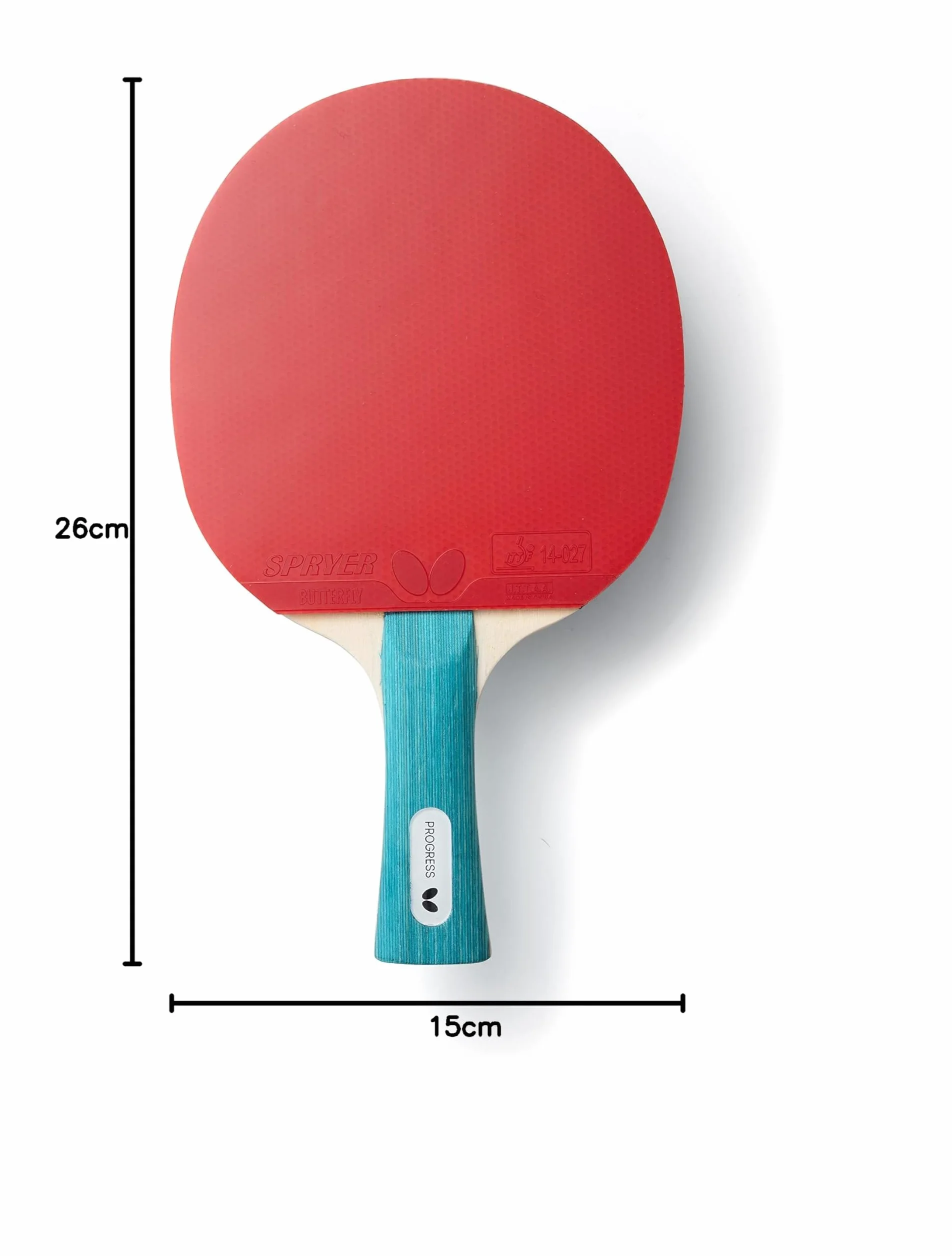 Rakietka do tenisa stołowego BUTTERFLY Progress | zaawansowana, profesjonalna rakietka do tenisa stołowego | czarna/czerwona guma z homologacją ITTF | antypoślizgowa powierzchnia