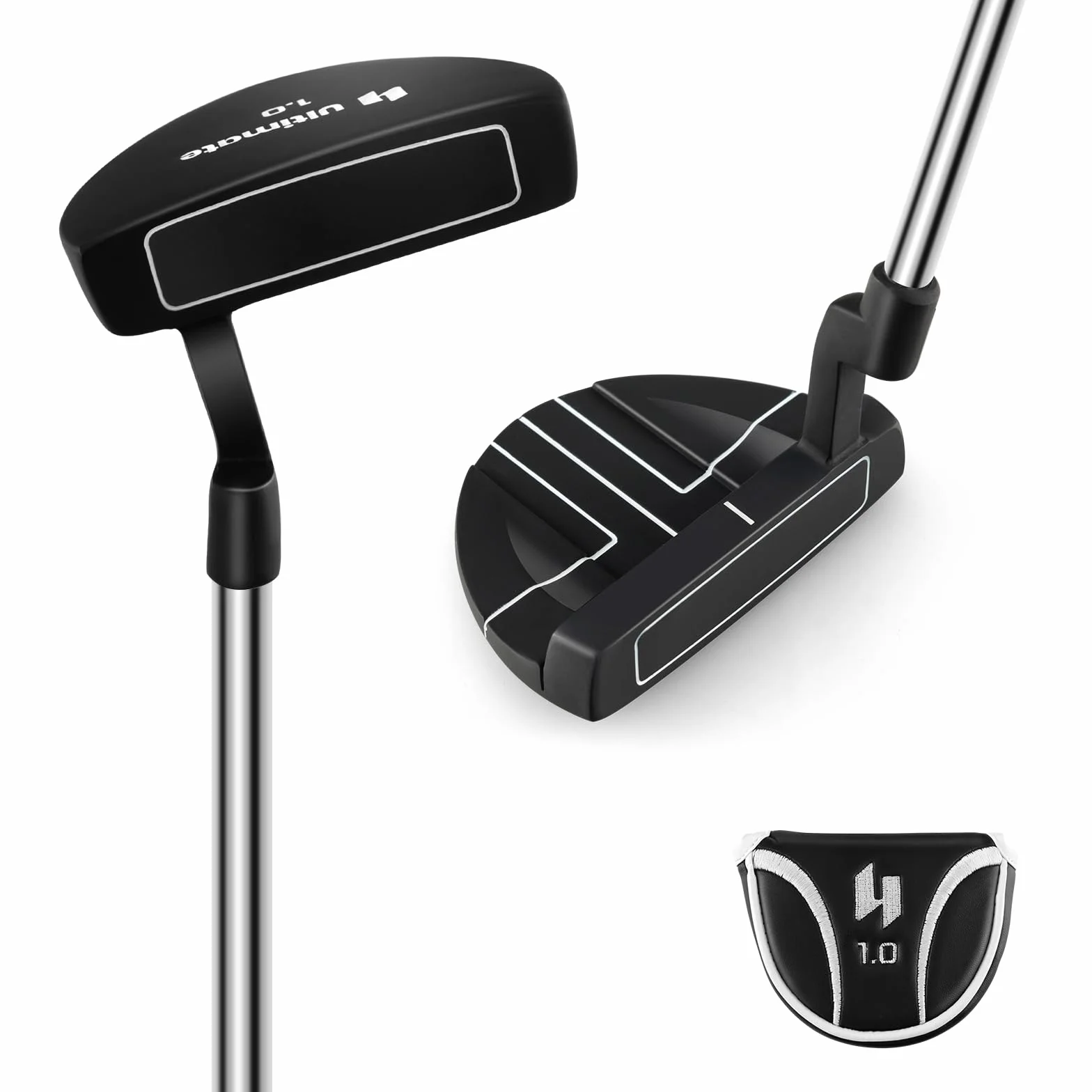 COSTWAY Putter Golf Putter, 89 cm Mallet Putter ze stali nierdzewnej z głowicą ze stali nierdzewnej i antypoślizgowym uchwytem, kij golfowy dla praworęcznych kobiet i mężczyzn