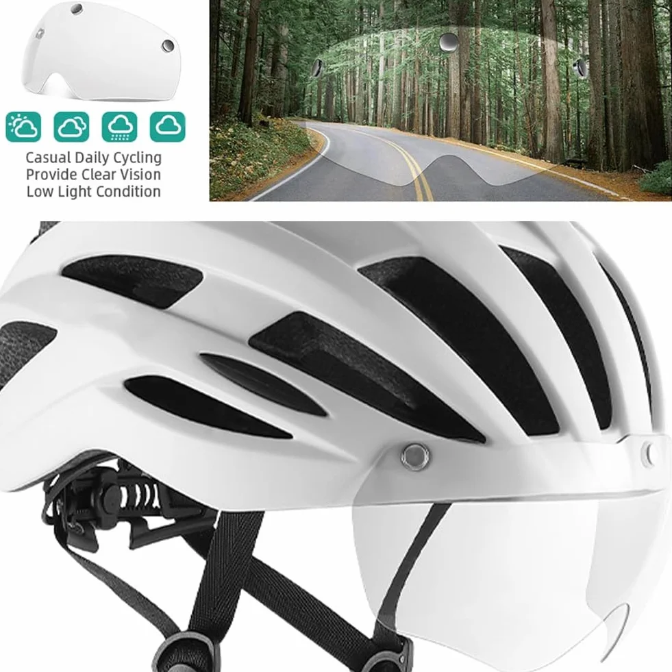 Magnetyczne gogle do kasku rowerowego - zdejmowany przezroczysty wizjer z ochroną przeciwsłoneczną - Unisex do jazdy na rowerze