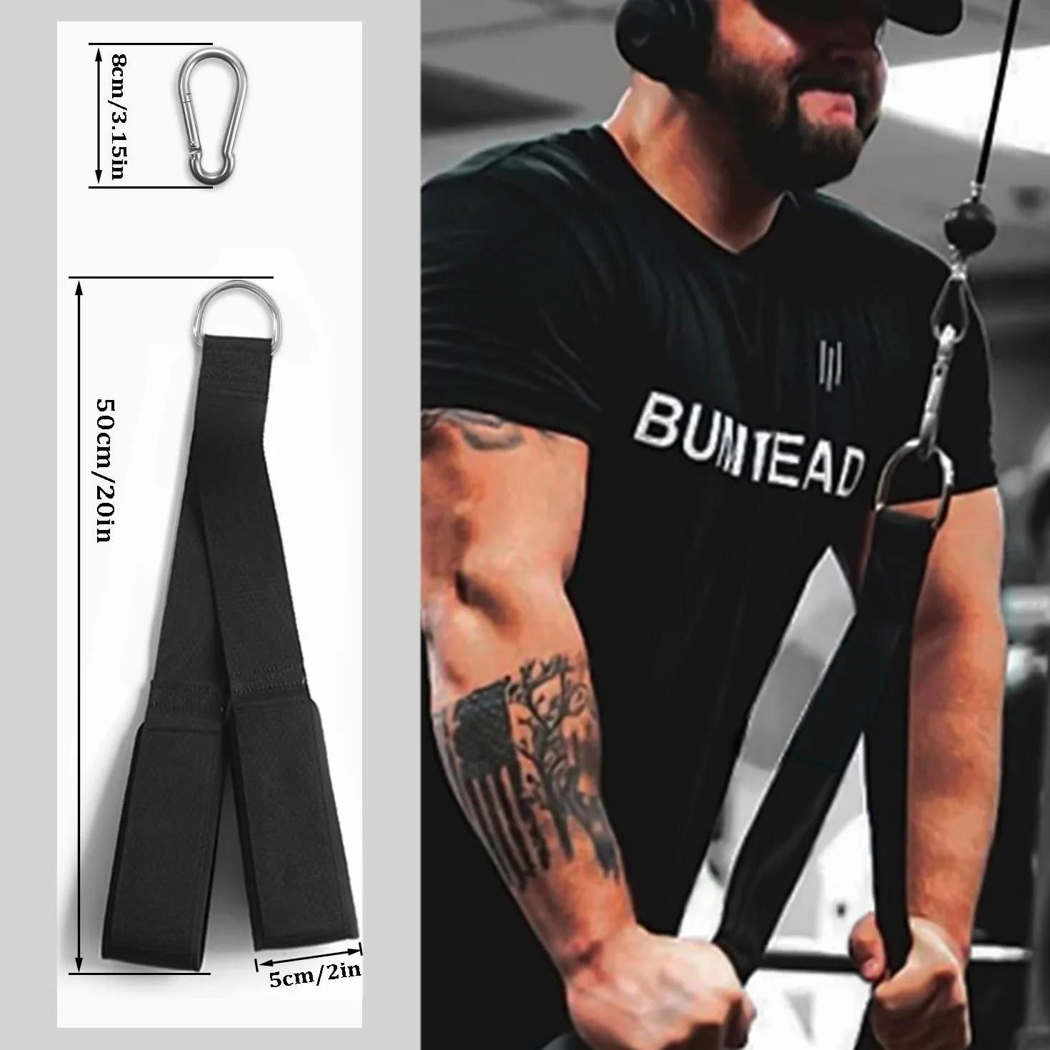 Favuit Linka do mocowania kabla, podciągana lina, regulowana, bardzo długa lina gimnastyczna, tricep, wyciąg kablowy, uchwyty, akcesoria do ćwiczeń bicepsów, tricepsów, ćwiczeń rozciągania (lina