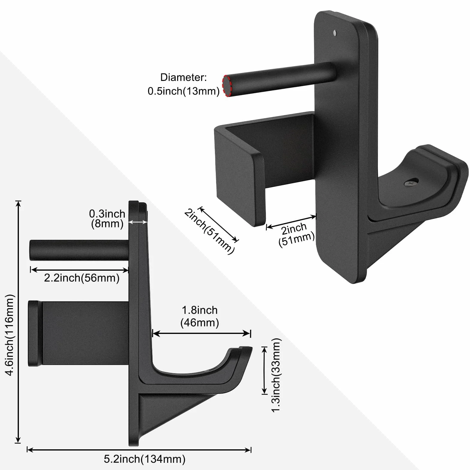 Kipika Haczyki J do stojaka Power Rack 5 cm x 5 cm - dolne wzmocnione stalowe haczyki z gumową podkładką - zestaw 2 szt