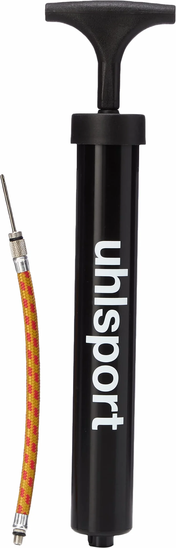 Uhlsport 100118801 pompka do piłek nożnych, do siatkówki itp., pompka powietrza z elastycznym przedłużeniem i dużą pojemnością, poręczna pompka,