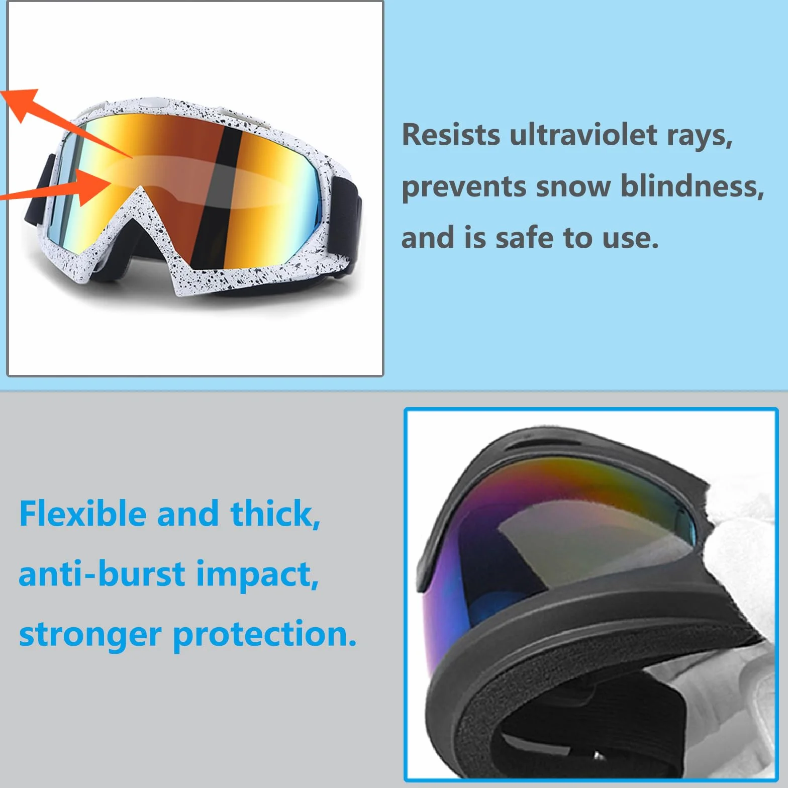 DONGZQAN Unisex okulary narciarskie OTG, gogle narciarskie dla osób noszących okulary (białe)