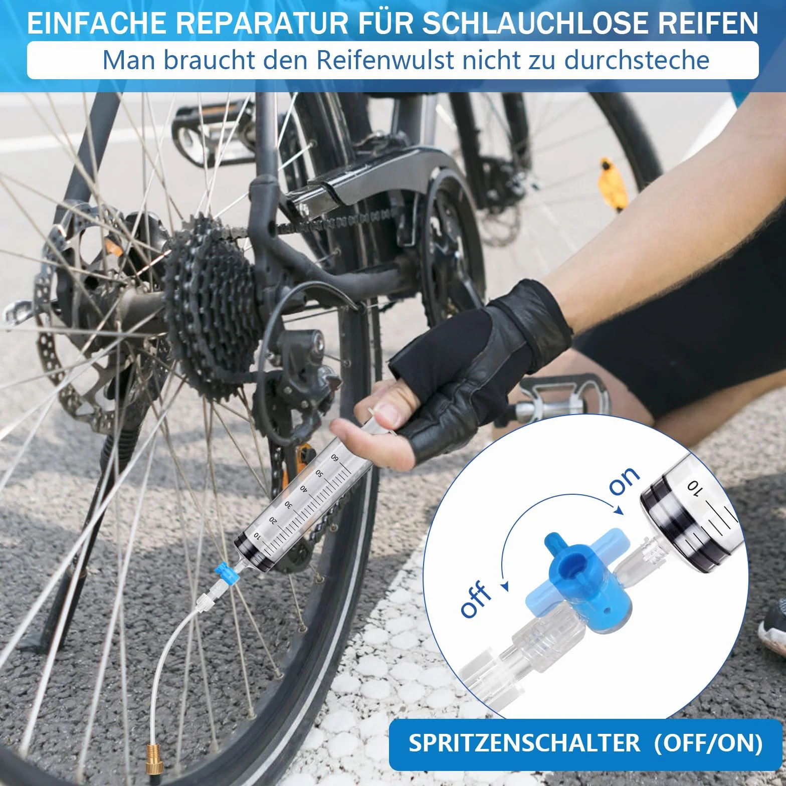 Tubeless strzykawka, środek uszczelniający, strzykawka do roweru, Sealant Injector, zestaw do usuwania rdzenia zaworu, adapter 60 ml, środek uszczelniający do opon, strzykawka do stanów i