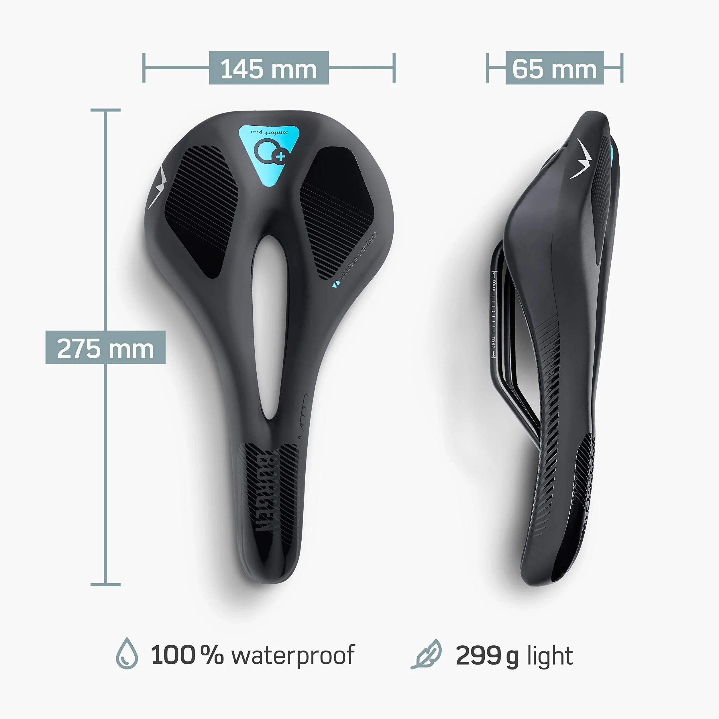 Borgen Siodełko rowerowe damskie i męskie ergonomiczne z pianką pamięci i żelem - siodełko rowerowe wygodne na długie wycieczki miejskie trekking, MTB, rower szosowy i e-bike
