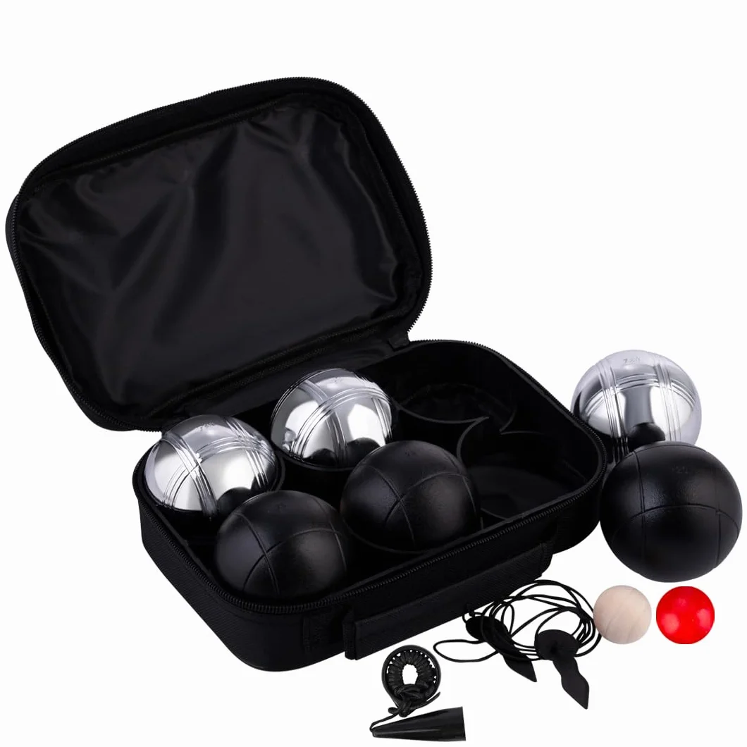 Engelhart - 010207 - Gra w bule 2 x 3 czarne i szare - 74 mm - tripleta - gra pétanque - 6 bules pétanque, torba nylonowa, taśma miernicza, cochonnet - dla 2 graczy - od 6 lat