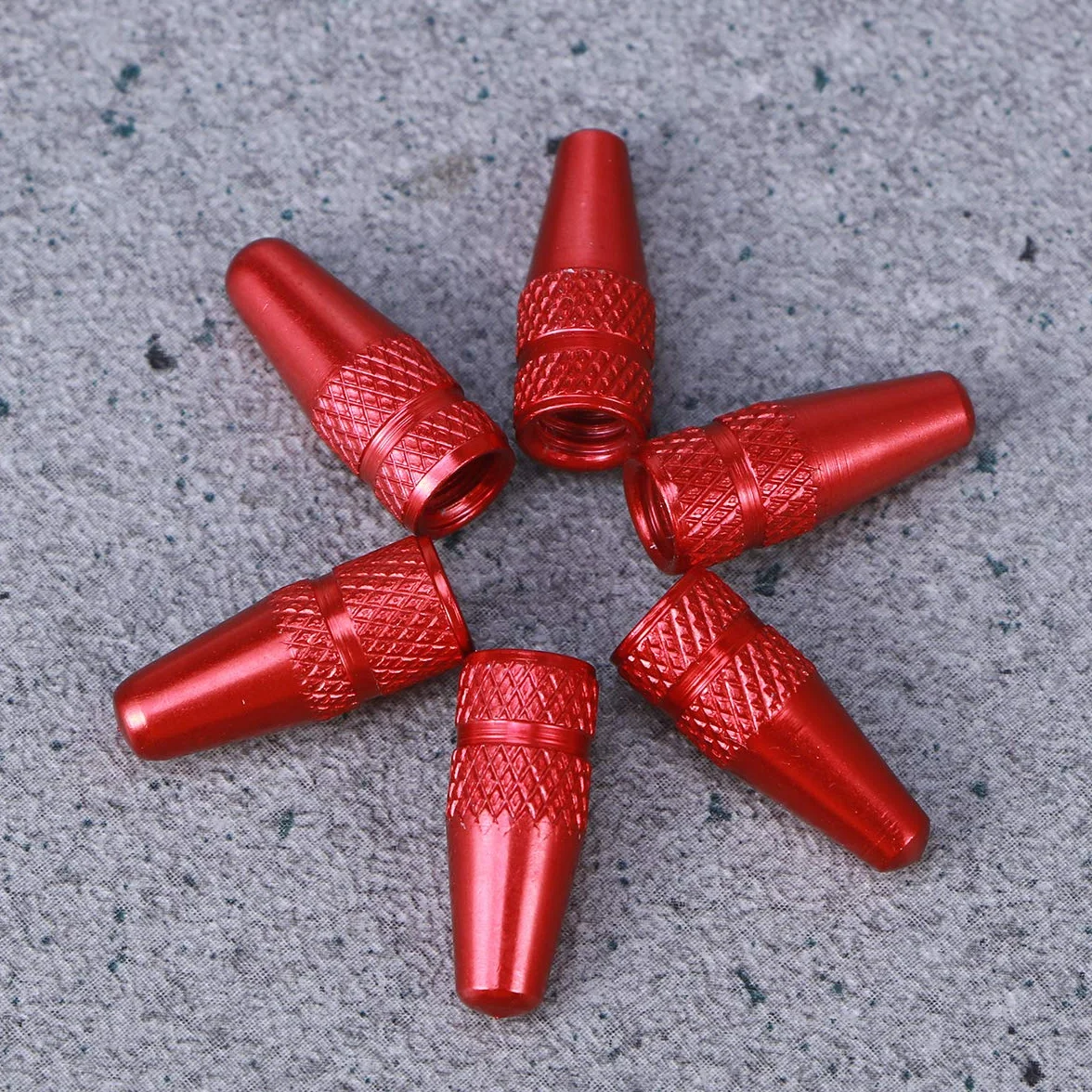 VORCOOL 6 sztuk francuskich nakrętek na wentyle rowerowe, ze stopu aluminium, do rowerów MTB, wyścigowych, górskich, zaślepek na wentyle powietrzne (czerwone)