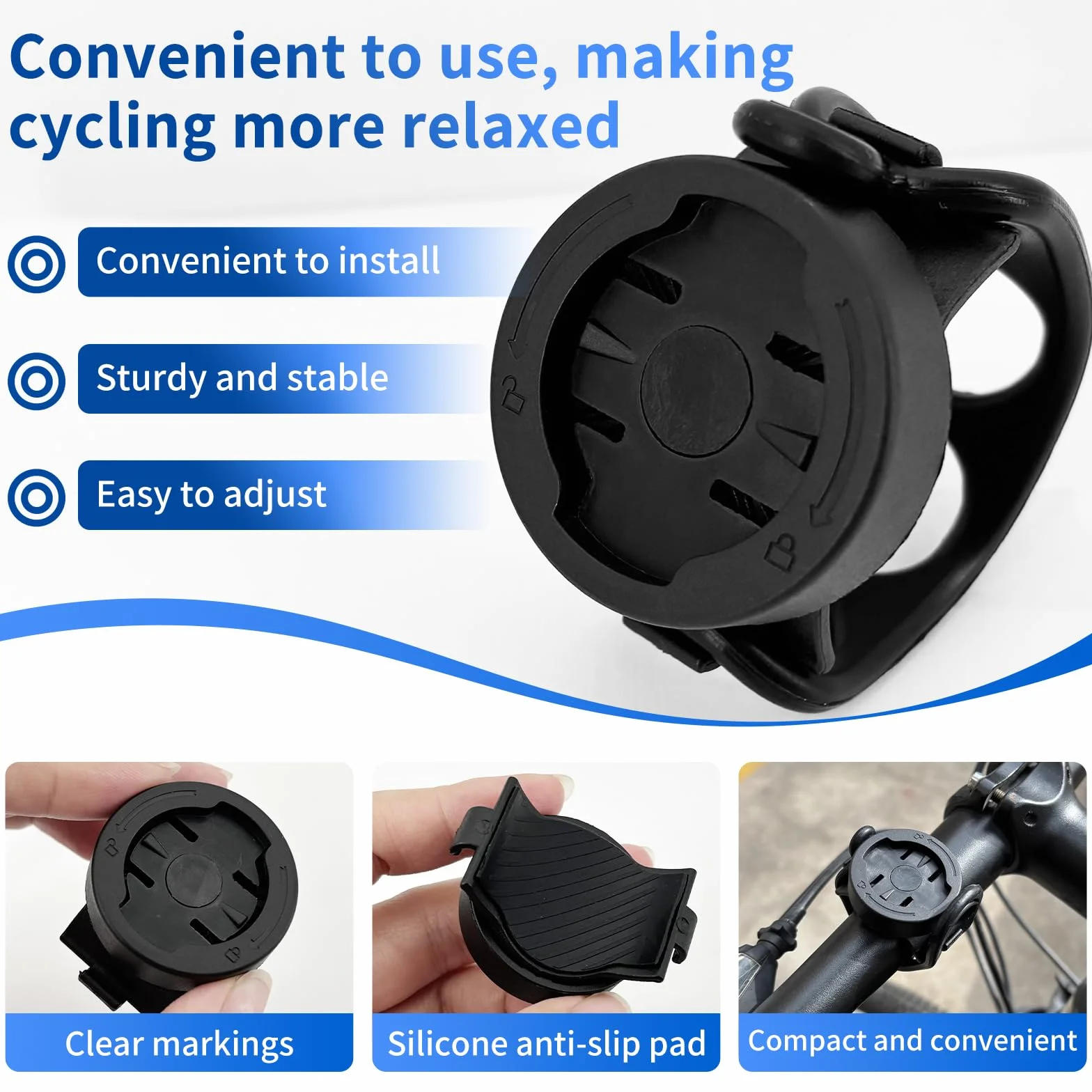Obracany o 360° uchwyt na komputer rowerowy do Garmin – uchwyt rowerowy na wspornik rowerowy, uchwyt na tylne światło i tachometr do Garmin Edge, Varia, uchwyt rowerowy do rowerów wyścigowych i MTB