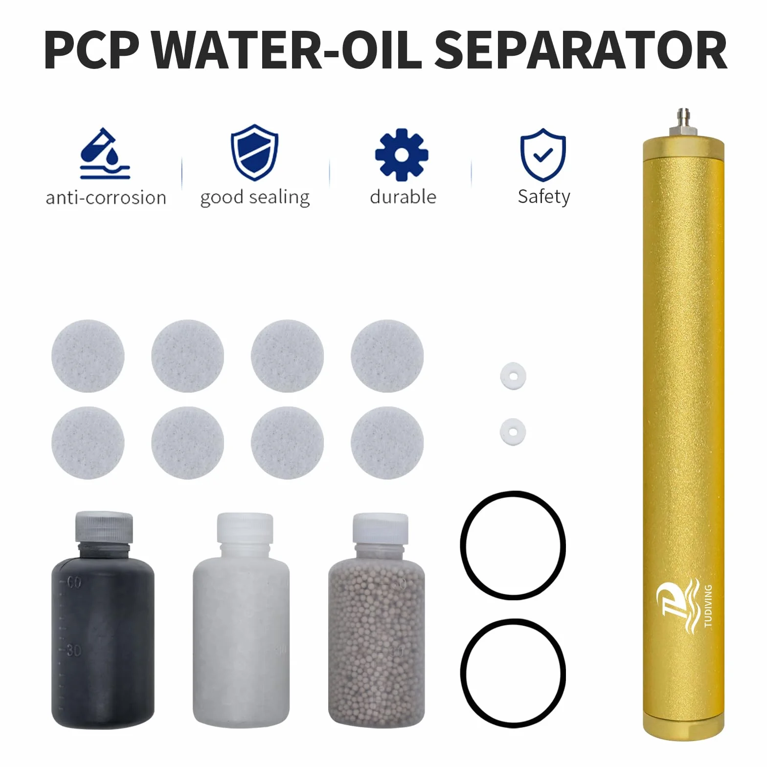 TUDIVING Separator oleju wodnego PCP 4500 Psi filtr sprężarki powietrza 8 mm