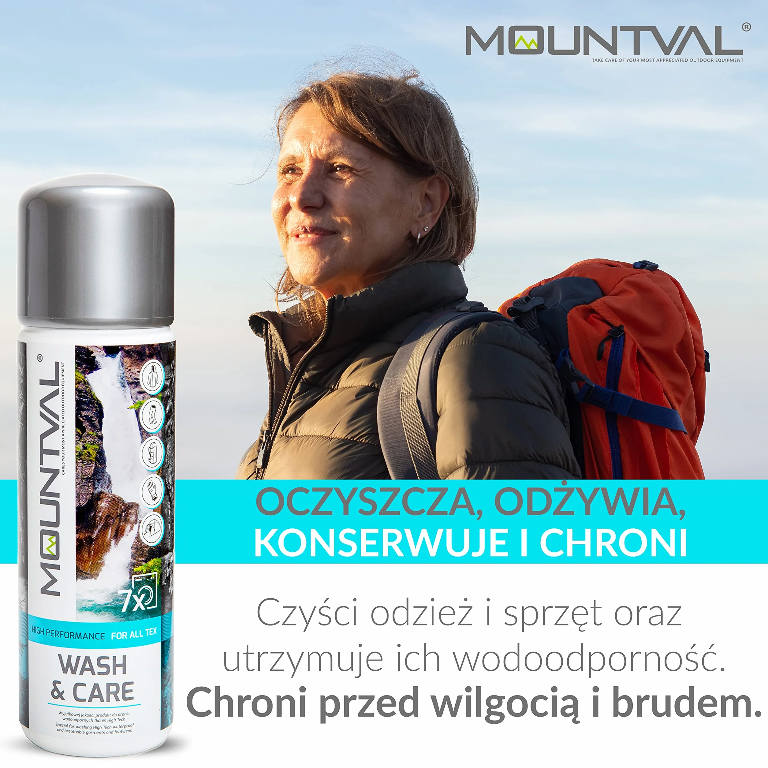 Mountval Wash & Care - Wydajny Środek Czyszczący Do Prania Odzieży Trekkingowej oraz Sprzętu Turystycznego, Świetnie Współpracuje z Membranami Klimatycznymi, w tym GORE-TEX