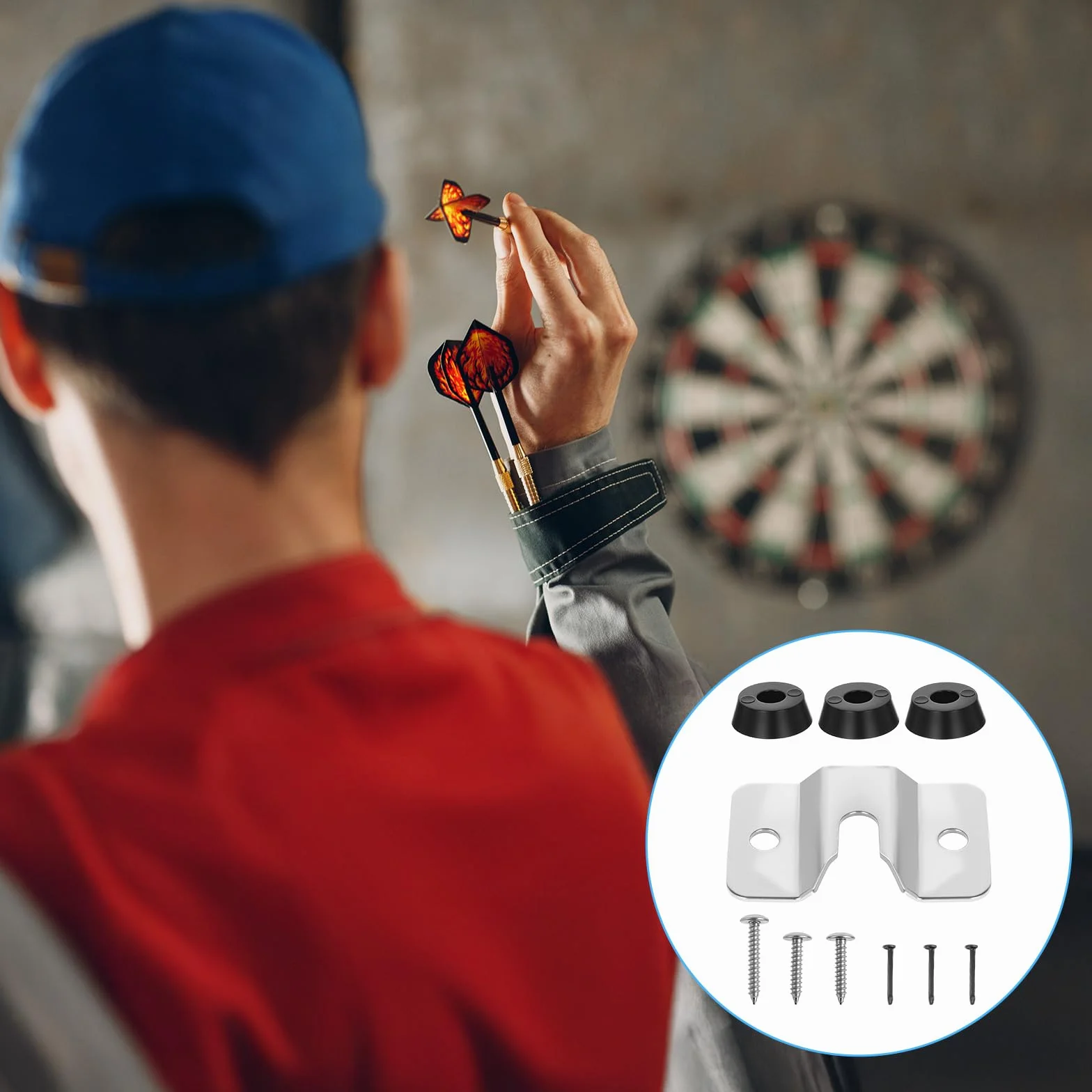 3 zestawy przenośnych wsporników montażowych do tarczy do rzutek ze śrubami, gwoździami, stabilizatorami, osprzętem do rzutek, zestaw ścienny do stalowych gier w rzutki, zestawy akcesoriów