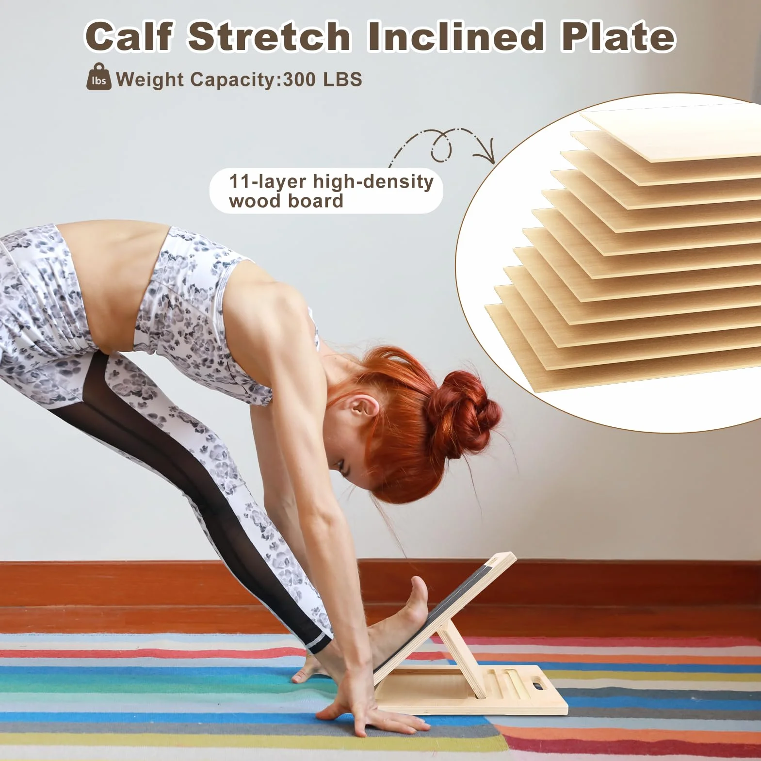Wattstretch płyta skośna regulowana drewniana do rozciągania nóg i pilatesu