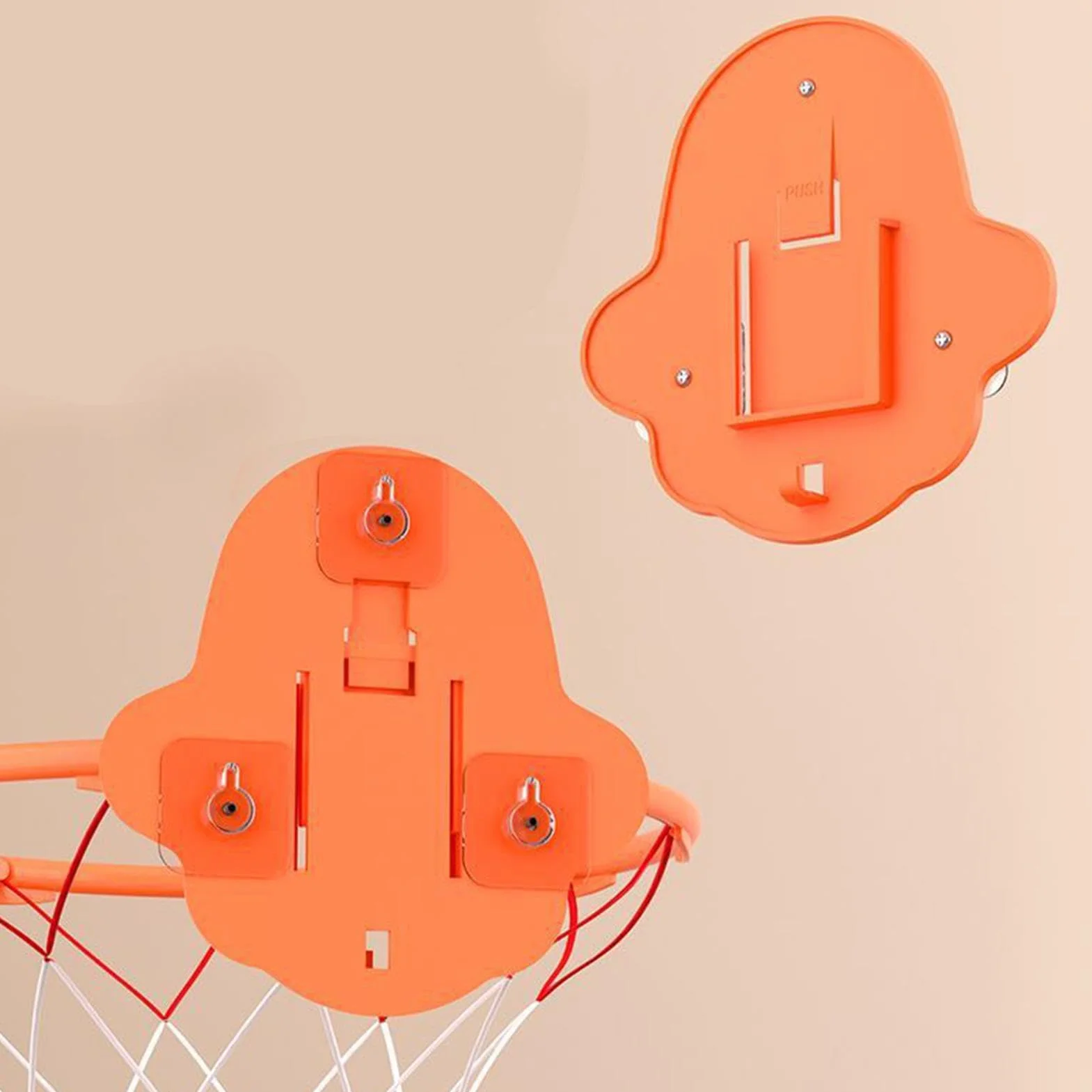 Silent Basketball Hoop, Foldable Wall-Mounted Hoop with Sticky Backing, 32cm/12.6 Inches Dribbling Training Toy for Indoor Outdoor Use, Adults, Kids 3/5/7 Balls Abs + Metal