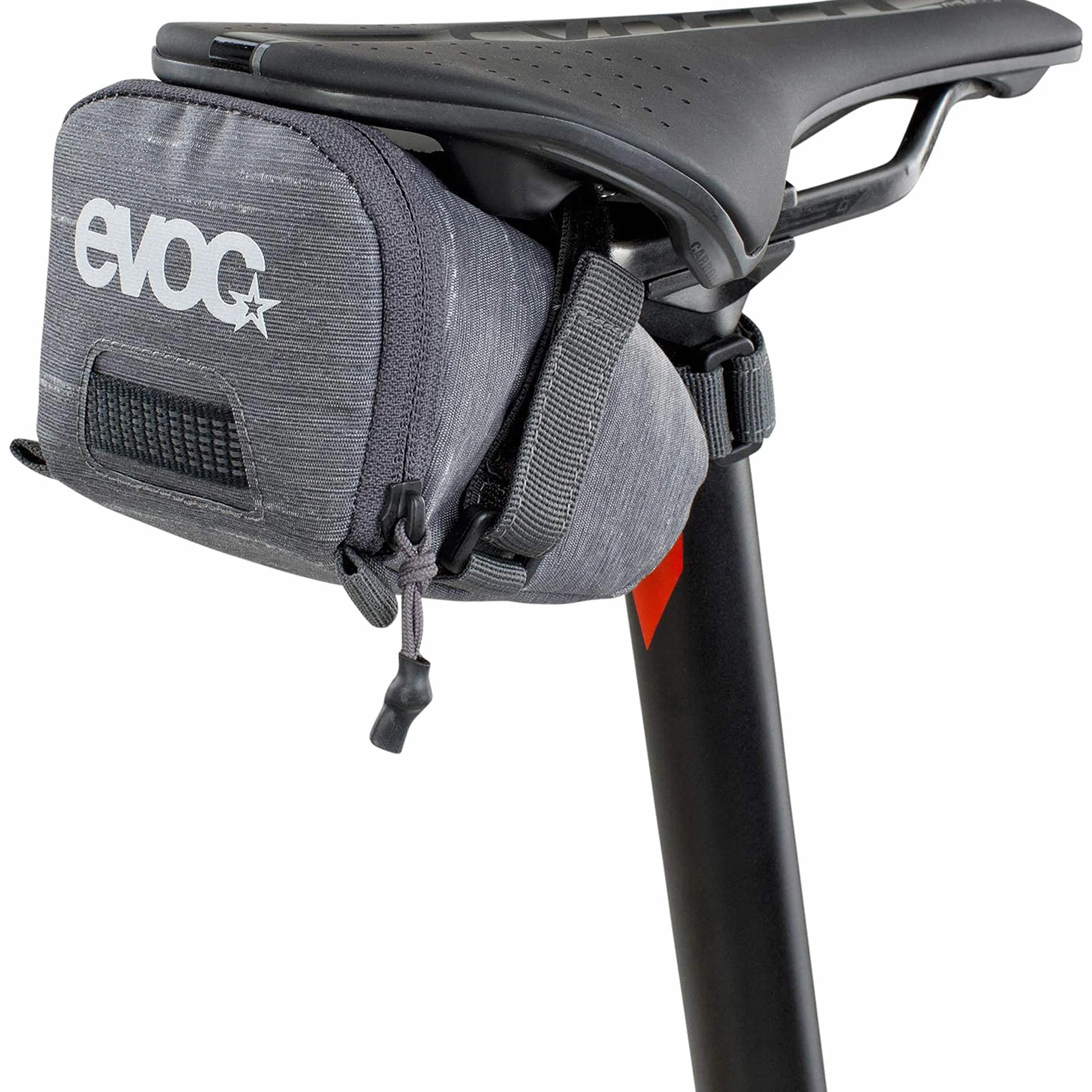 EVOC SEAT BAG TOUR Torba na siodełko (rozmiar: L, pojemność 1 l, odporna na ścieranie, wodoodporna, wzmocnienie z Hypalonu), kolor szary karbonowy