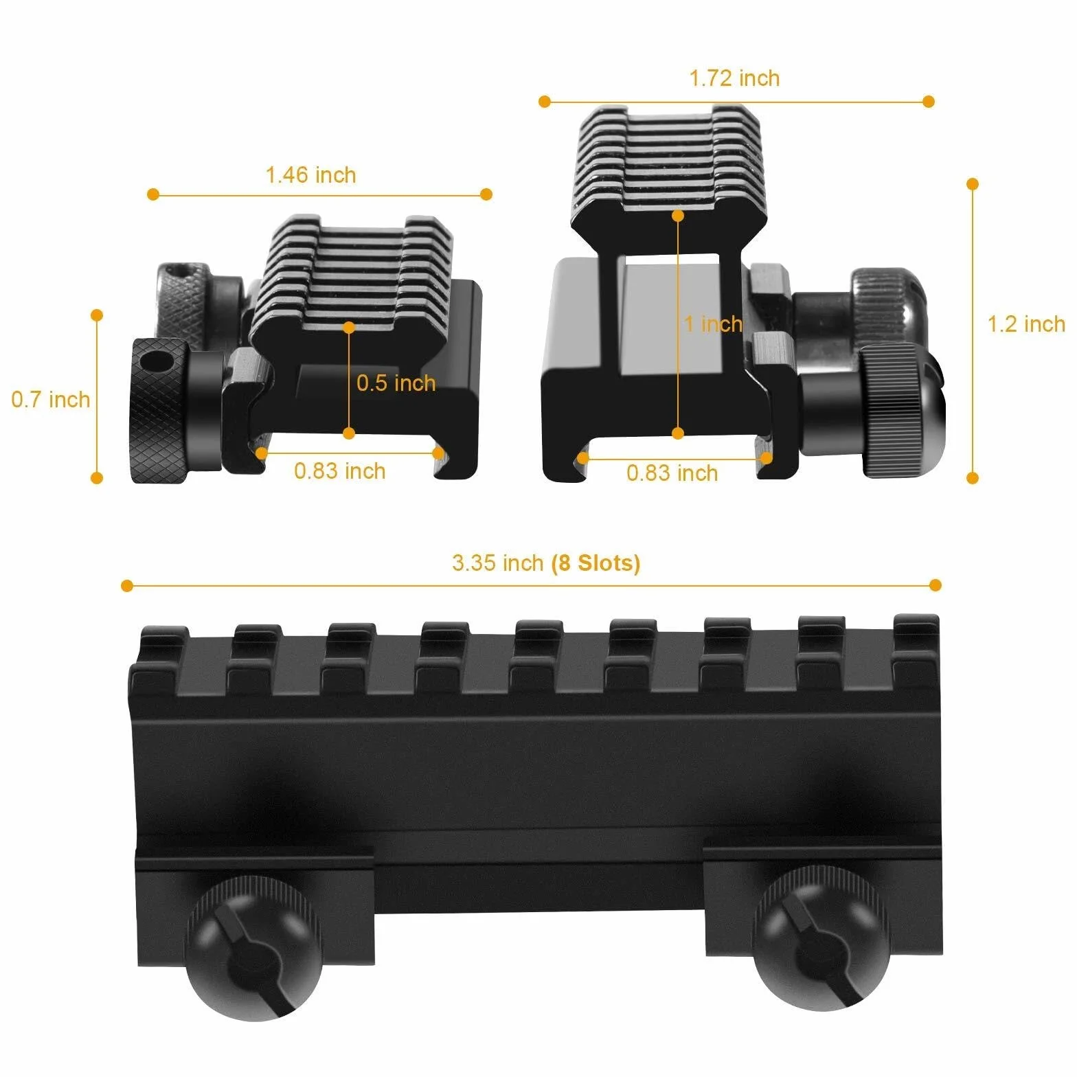 Aluminiowych Stopów Picatinny Riser Mounts 1-calowy Wysoki Profil 1/2-calowy Niski Profil 8 Gniazd