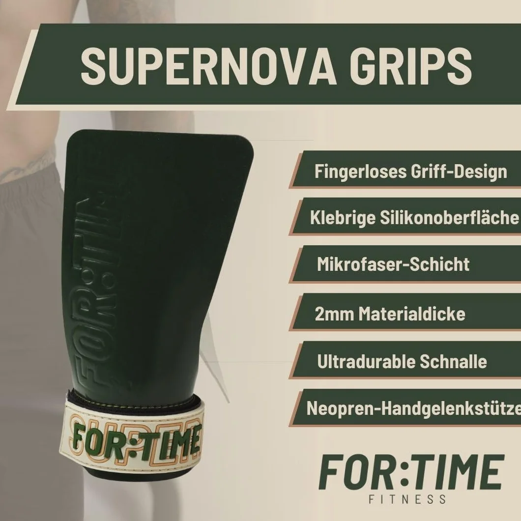 FOR:TIME FITNESS SUPERNOVA GRIPS - uchwyty do gimnastyki crossfit i treningu podciągania - silikonowa powierzchnia dla najlepszego kijka - mikrofibra do ochrony dłoni - dodatkowe wsparcie nadgarstka