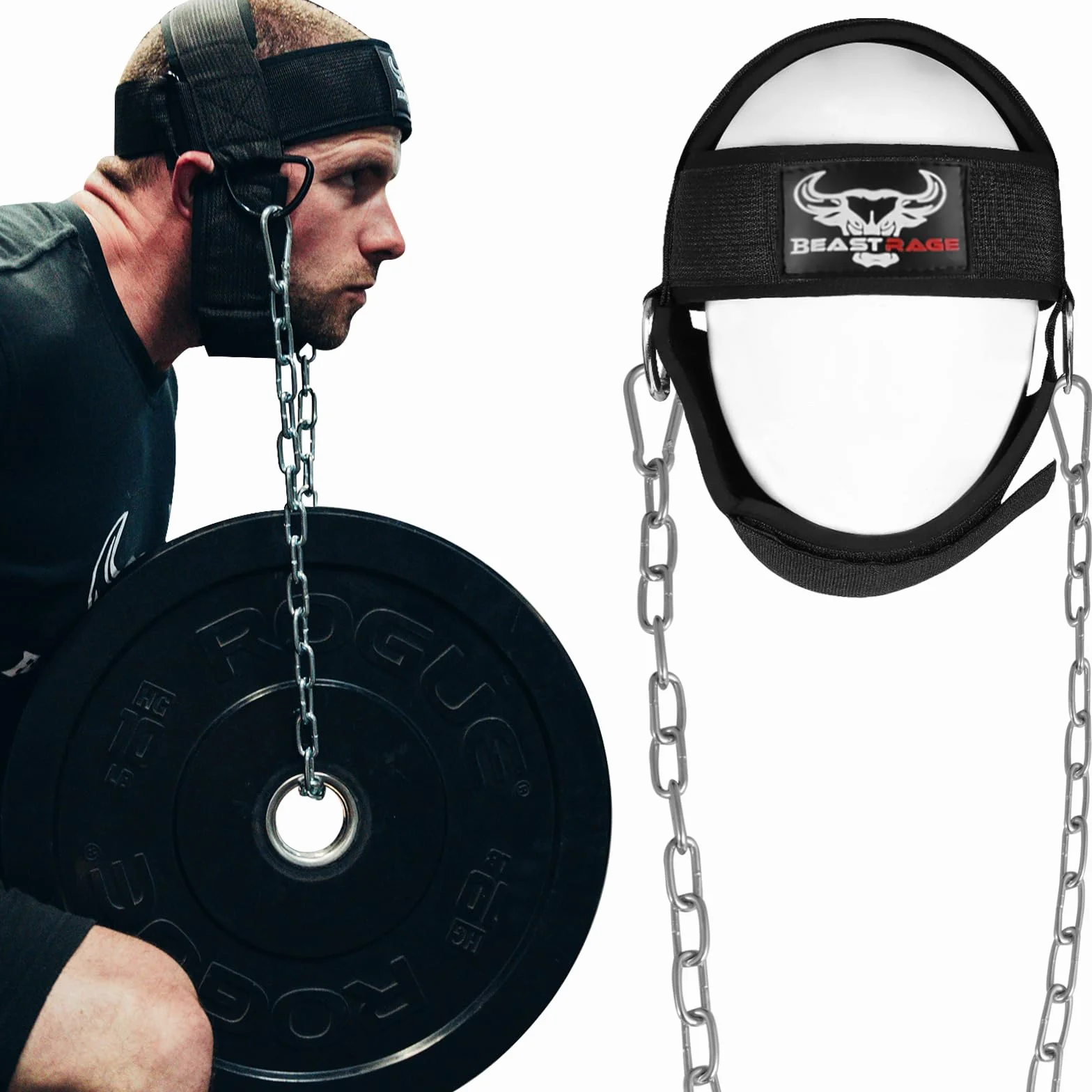 Uprząż na głowę Nurkowanie Heavy Duty Regulowany długi stalowy łańcuch fitness Uprząż na szyję Podnoszenie ciężarów Neoprenowy wyściełany pasek