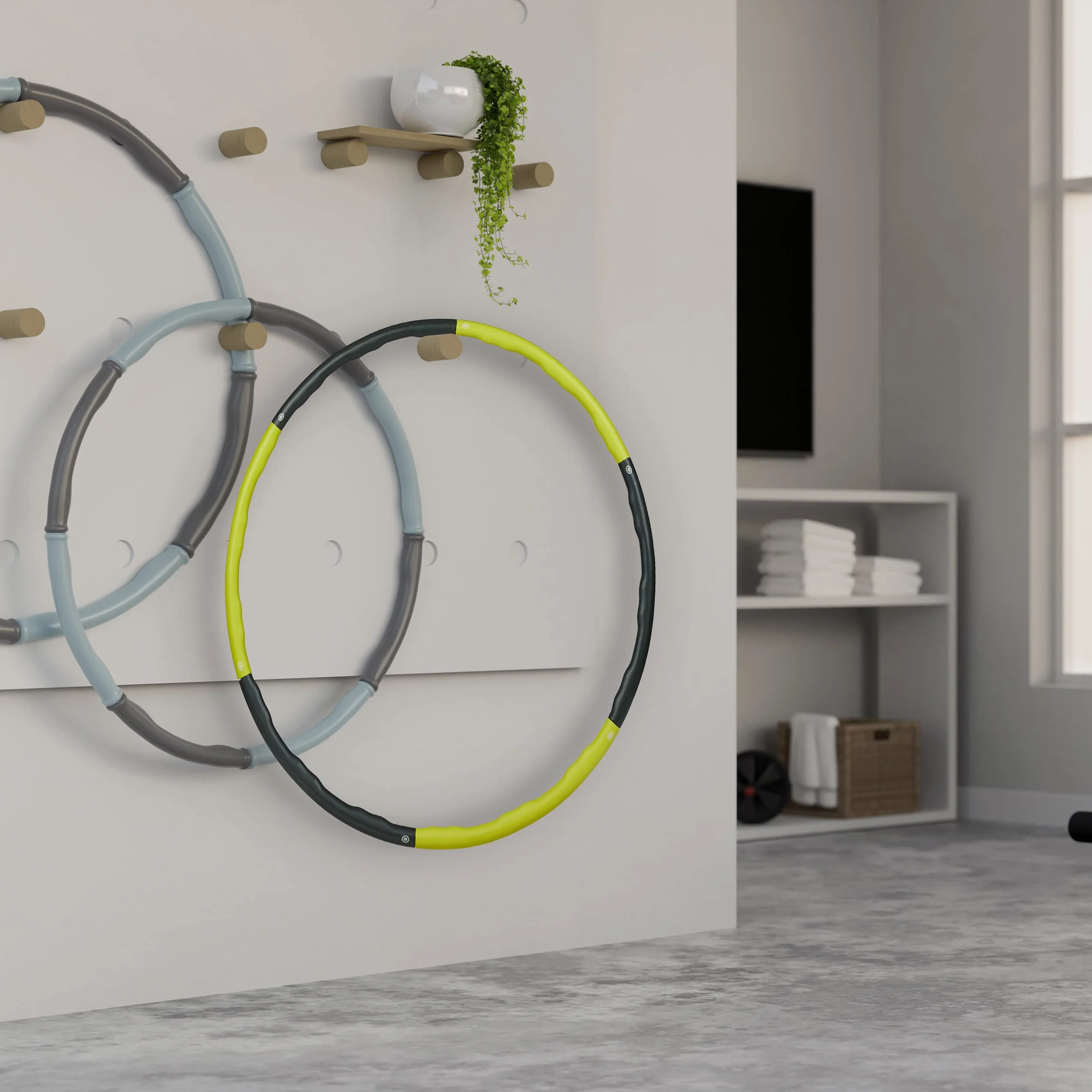 Relaxdays Hula Hop dla dorosłych Ø 98cm fitness 1,2kg żółty/szary