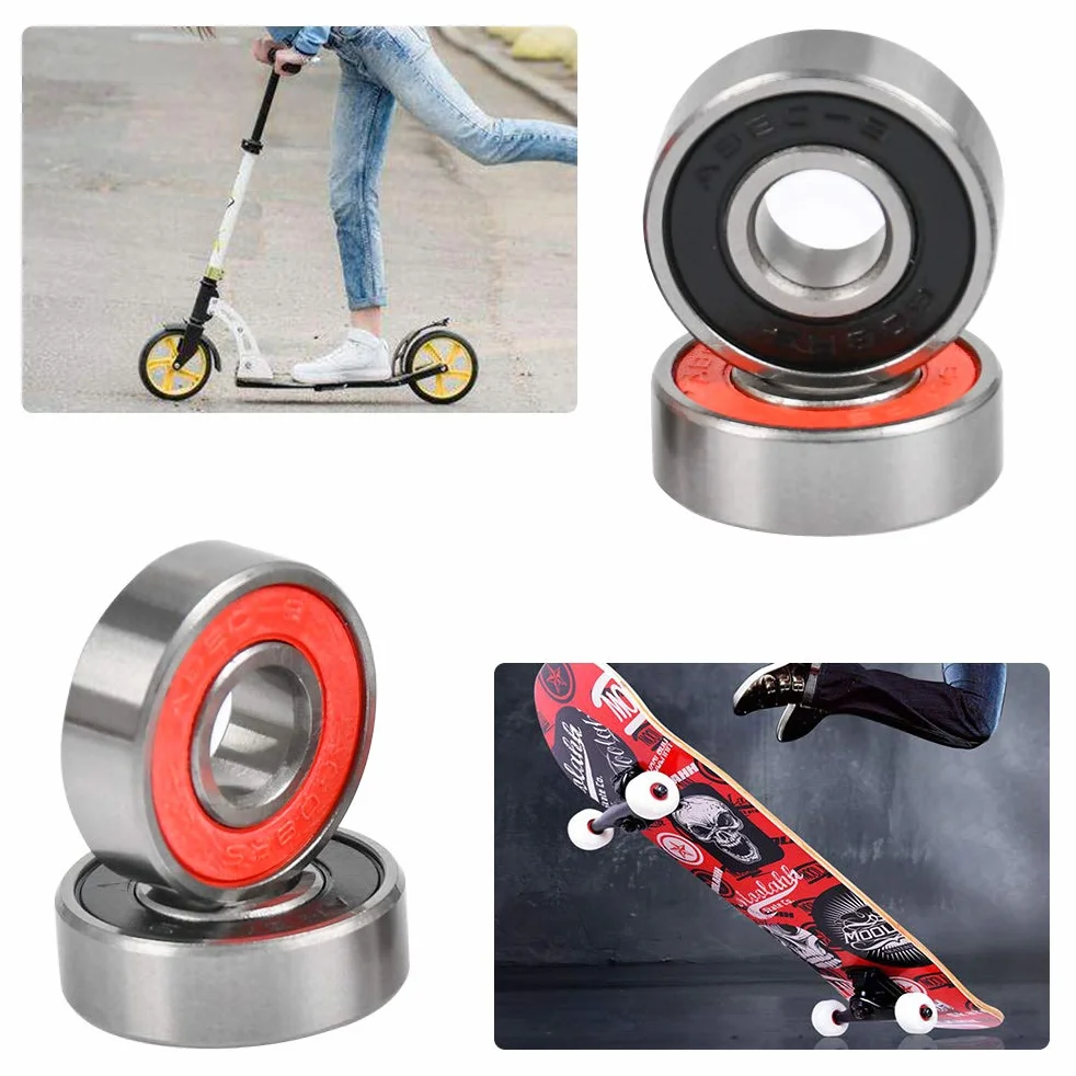 TIMESETL Łożyska kulkowe 608RS ABEC-9, 20 sztuk, odporne na tarcie, metalowe, podwójnie ekranowane, miniaturowe, rowkowane, łożyska kulkowe do deskorolek, skuterów, rolek