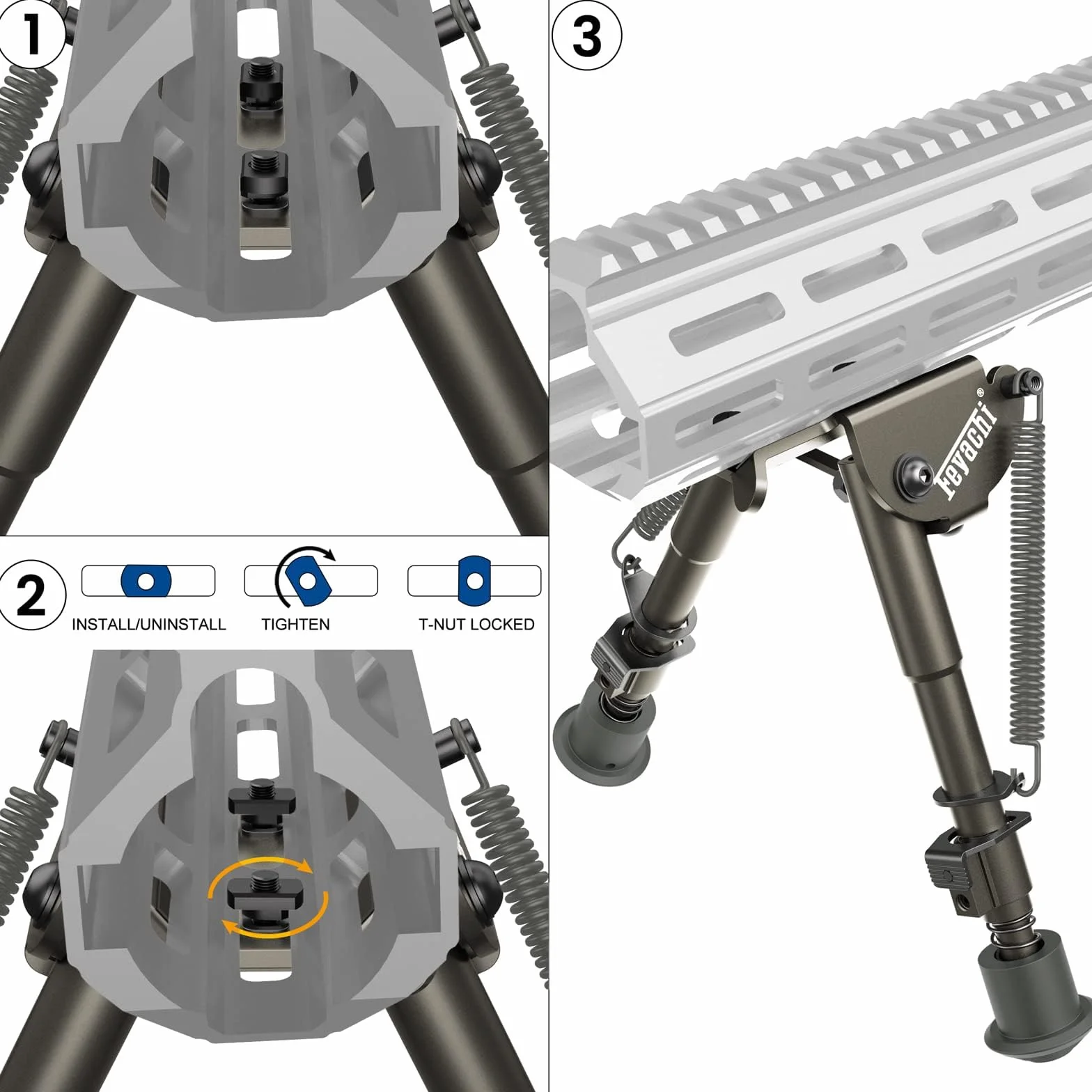 Feyachi B13 M Lock Bipod 6-9 cali Lekki dwójnóg Rilfe bezpośrednio mocowany do systemu M Lock do polowania i strzelania
