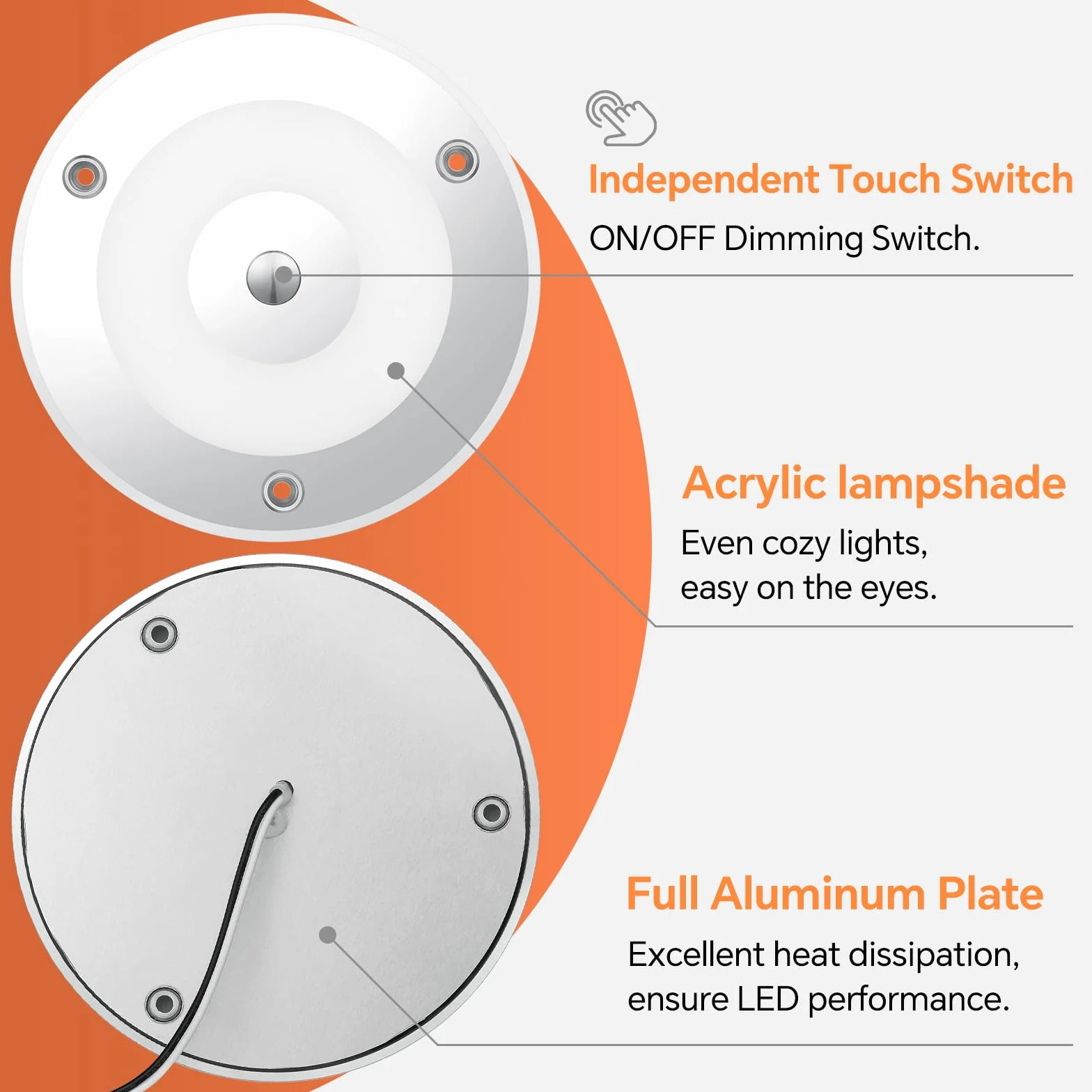kampera morskiego 12V Panel wewnętrzny LED oświetlenie rozpychacza 24V przyciemniana lampa sufitowa, lampa do montażu na powierzchni łodzi z przełącznikiem dotykowym do (2 x 120mm 3000K)