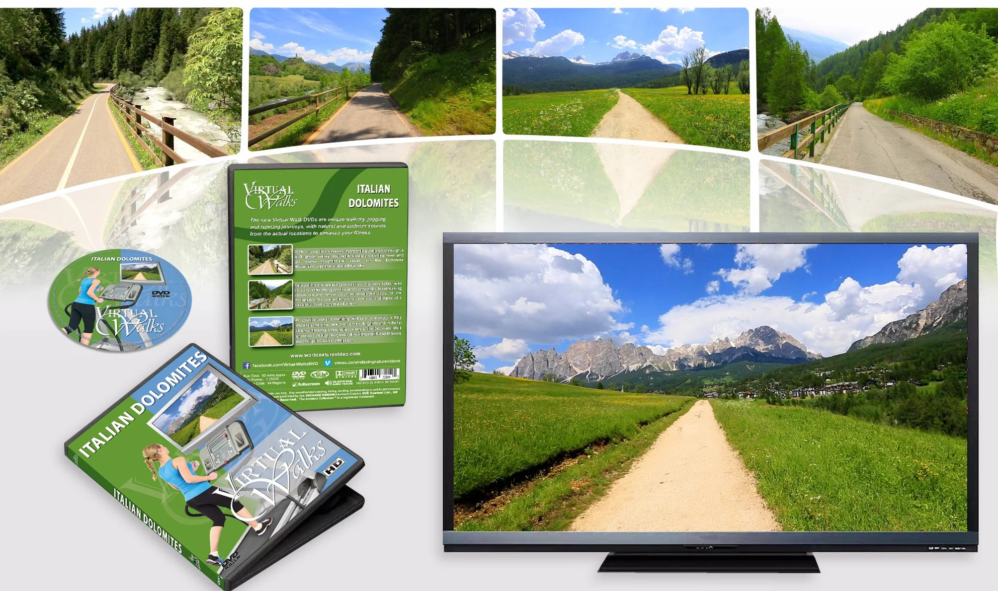 Wirtualne spacery - Włoskie Dolomity na spacery halowe, Treadmill and Cycling Workouts