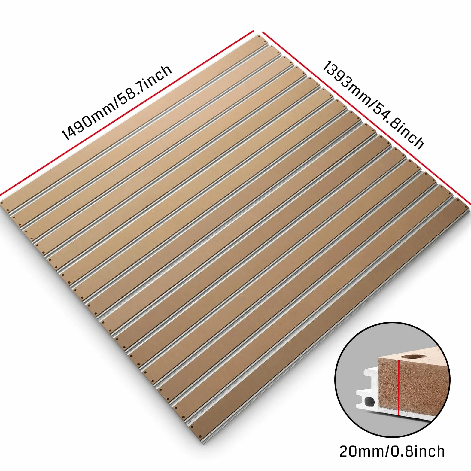 Genmitsu Hybrydowy stół spoilboard z aluminium i płyty MDF do frezarki CNC PROVerXL 4030 V2 1313 XY zestaw rozszerzający 1490 x 1393 x 20 mm