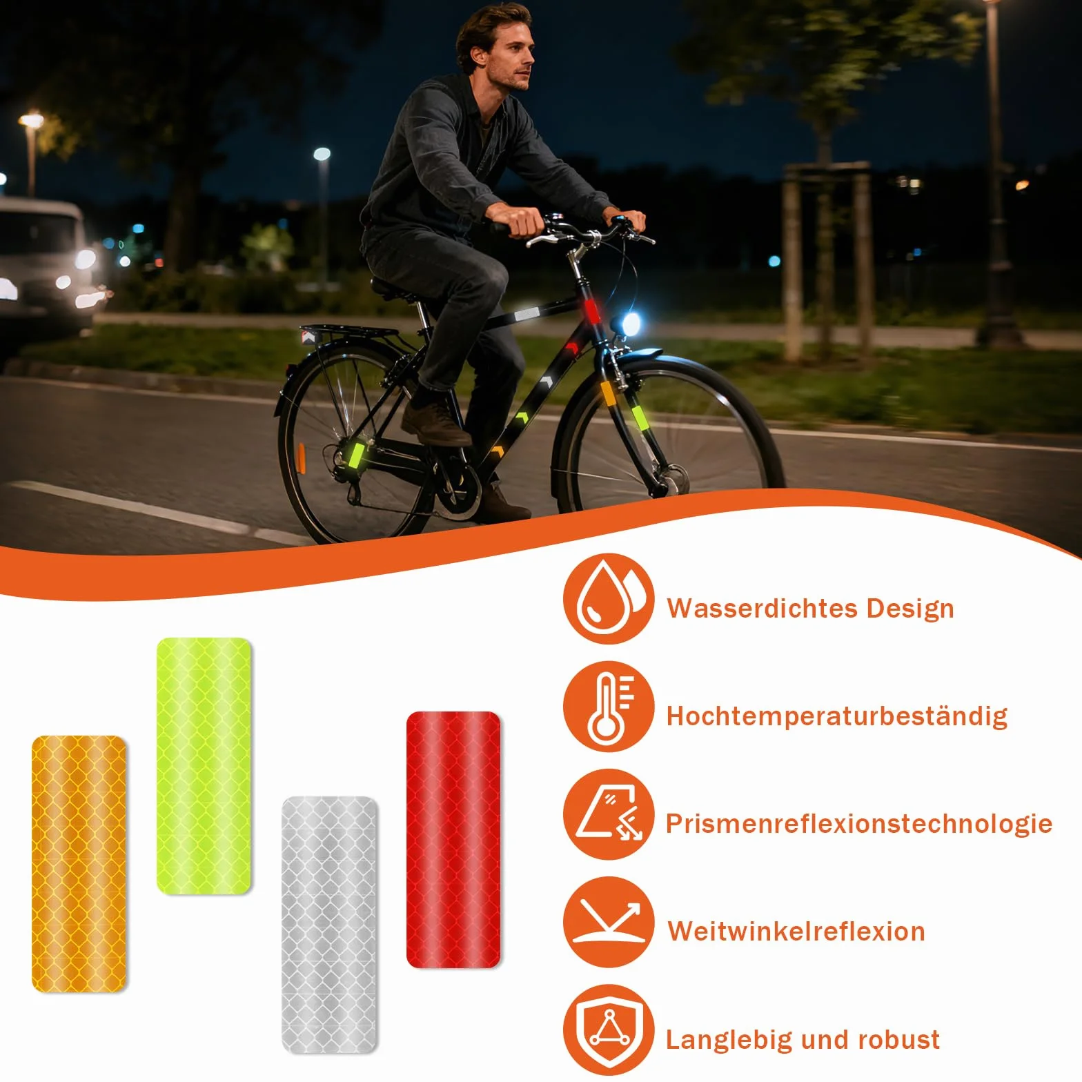 winbest 80 sztuk naklejek odblaskowych, 4 kolory, odblaskowe, samoprzylepne, wodoodporne, odblaskowe naklejki na rower, motocykl, kaski, ubrania