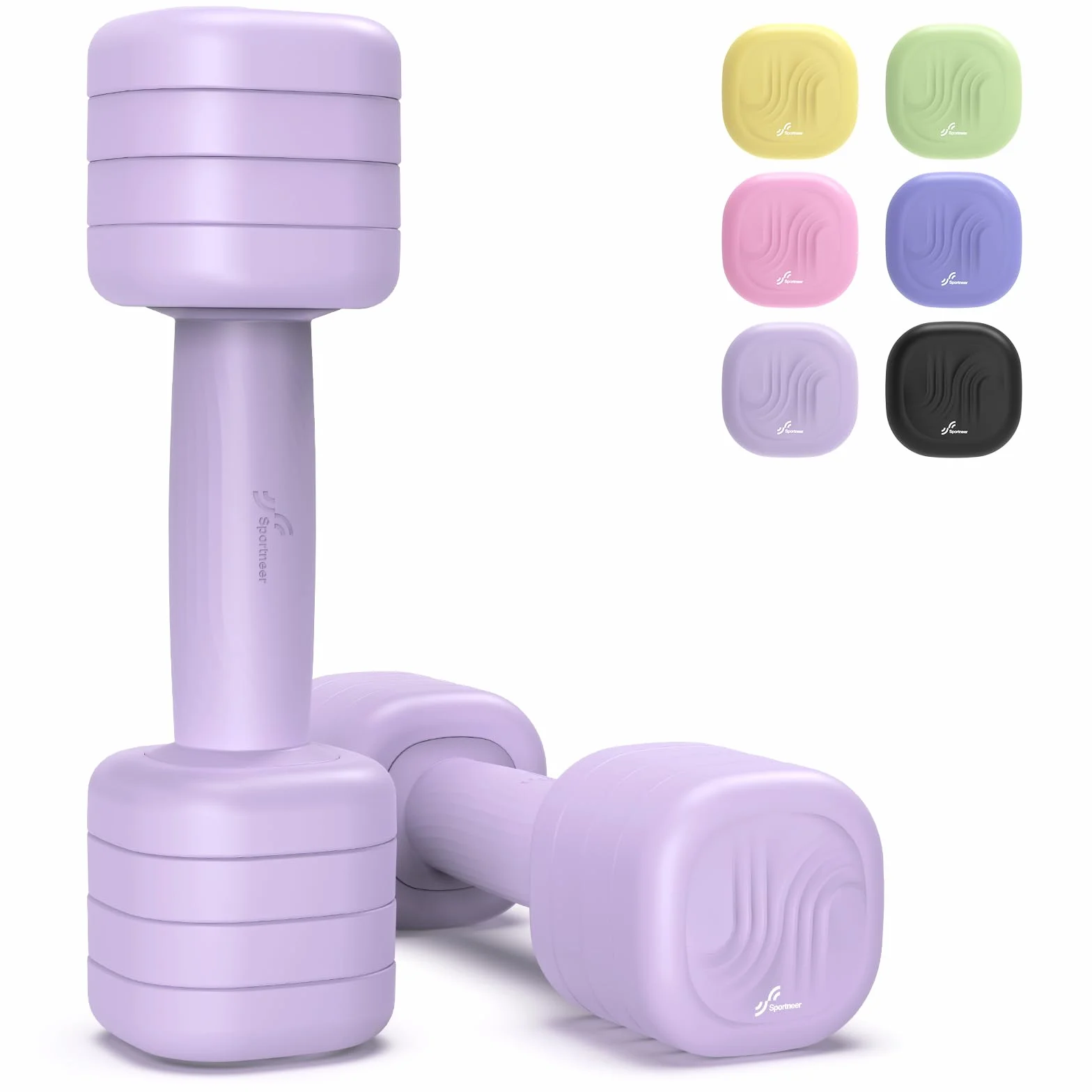 Sportneer regulowane hantle damskie, zestaw 2 hantli krótkich o wadze 1-2,5 kg, regulowane hantle 4 w 1, zestaw hantli do domu, siłowni, treningu siłowego, prezent