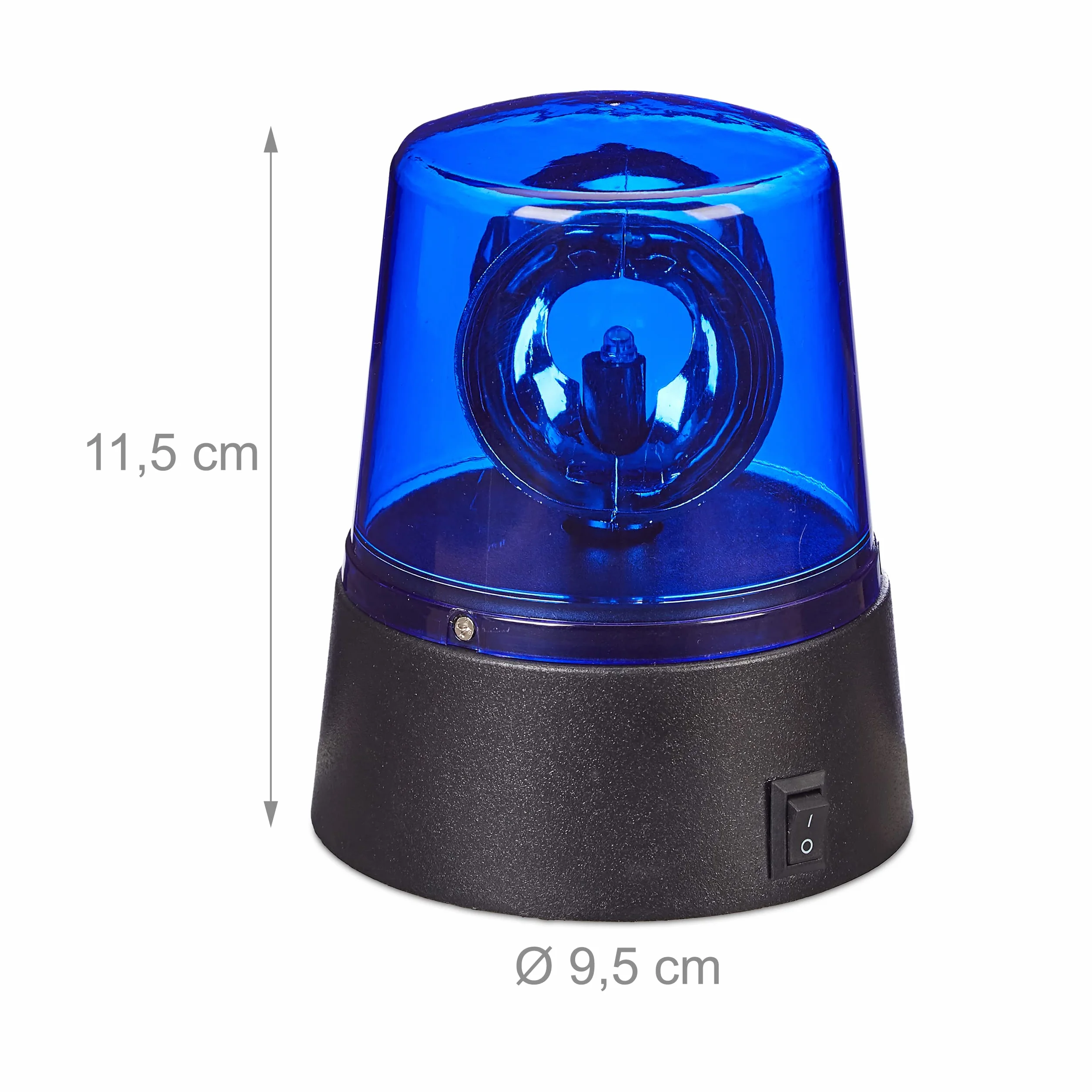 Relaxdays Niebieskie światło LED, lampa dookoła z obrotowym reflektorem, oświetlenie imprezowe do postawienia, zasilanie bateryjne, ABS, PS, niebieska, 1 sztuka