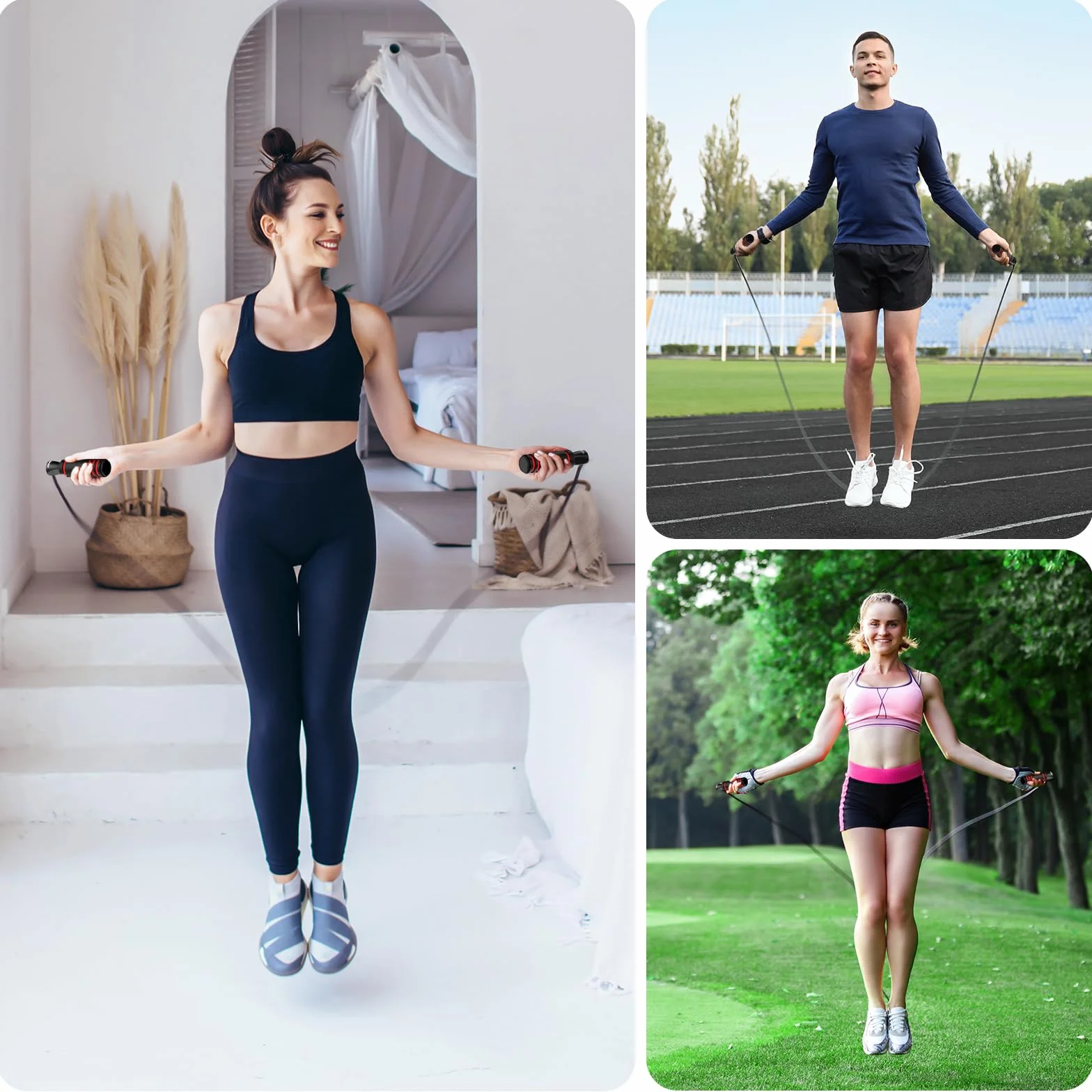 Gritin Skakanka do Szybkiego, Bezplątanina, Regulowana Skakanka z Nieślizgającymi się Rękojeściami z Pianki Memory z Łożyskami Kulkowymi do Ćwiczeń Fitness i Spalania Tłuszczu dla Dorosłych