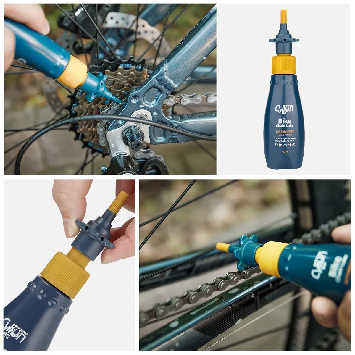 Zestaw do czyszczenia łańcucha rowerowego, w zestawie szczotka do czyszczenia łańcuchów rowerowych, narzędzie do czyszczenia łańcuchów rowerowych i środek smarujący do łańcucha rowerowego