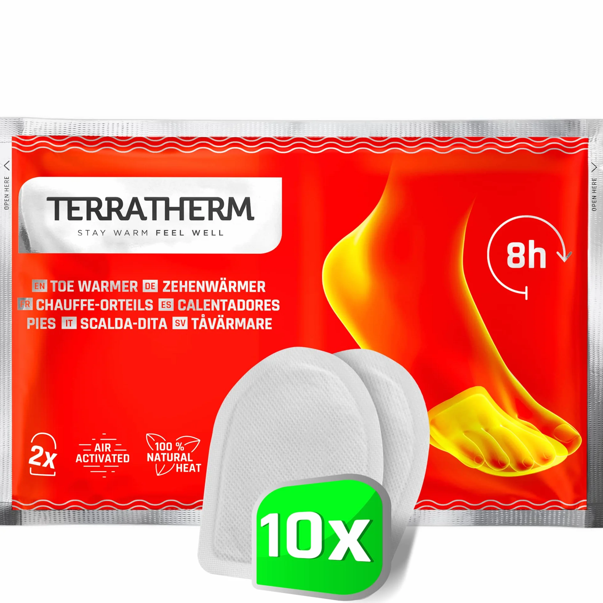 TerraTherm Samoprzylepne Ogrzewacze do Stóp - Aktywowane Powietrzem - 8 Godzin Ciepła - 5, 10, 30 Par