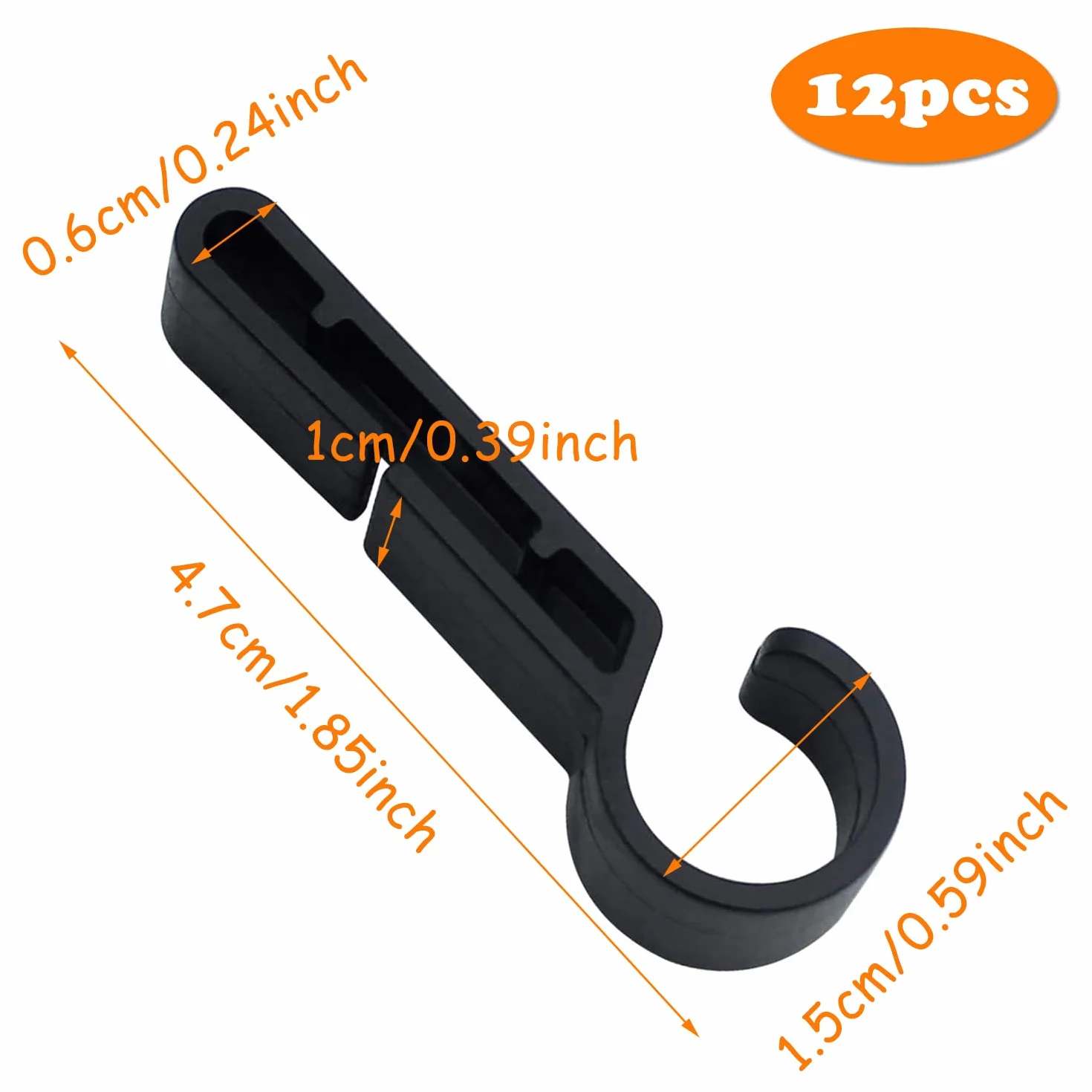 12 szt. klipsów do lamp czołowych na kask, czarne plastikowe haczyki do kasku, haczyki do lamp czołowych, klipsy do kasku