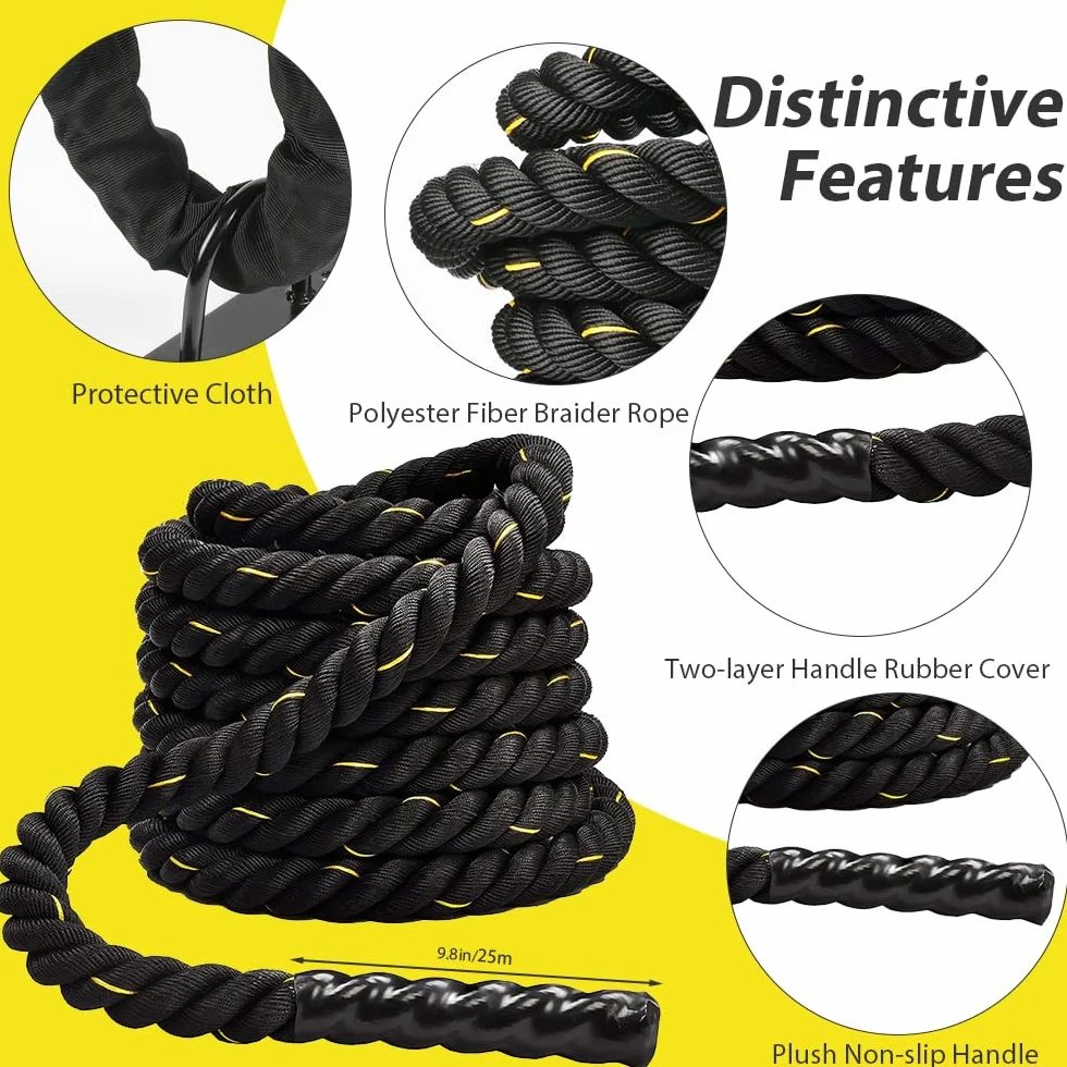 Mineup Ciężka skakanka, Battle Jump Ropes, Ciężka skakanka dla dorosłych do treningu, 1,12 kg, Battle Rope, lina bojowa dla lepszej siły, lina fitness, utrata wagi