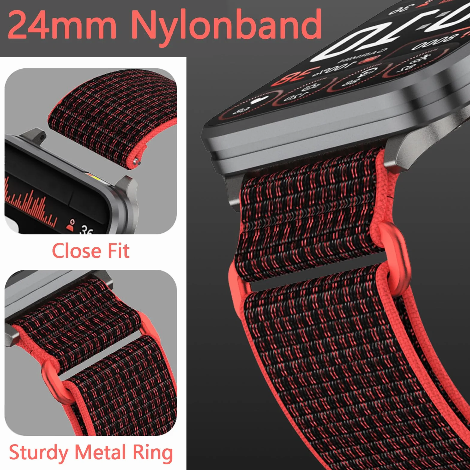 Nylonowy pasek 24 mm kompatybilny z bransoletką Garmin Venu X1 Sport dla mężczyzn i kobiet